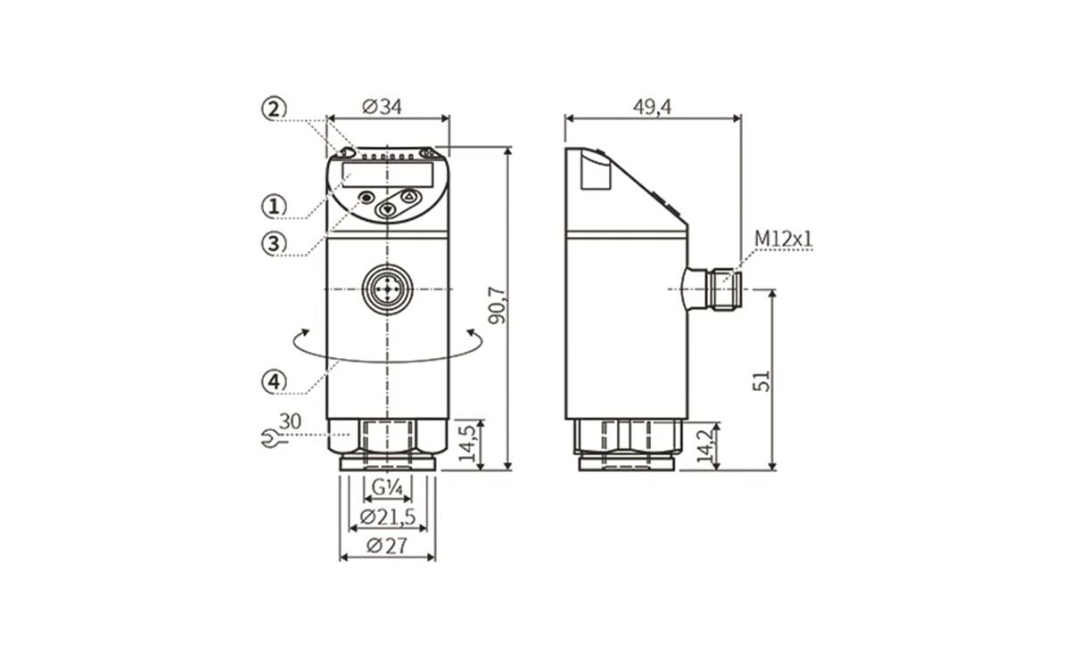 Druckschalter G1/4A M5I (elektronisch) - G 1/4,M 5 - 400 bar - AP005 - autosen