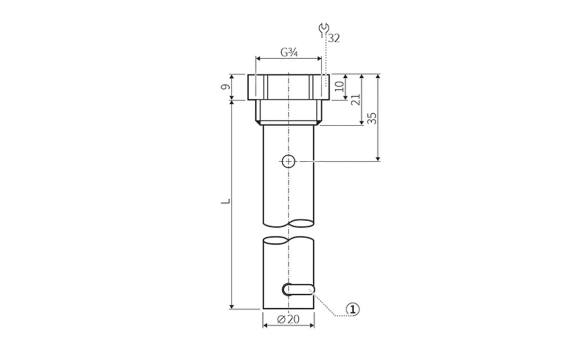 Koaxialrohr G ¾ mit 1600 mm Stablänge - AA945 - autosen