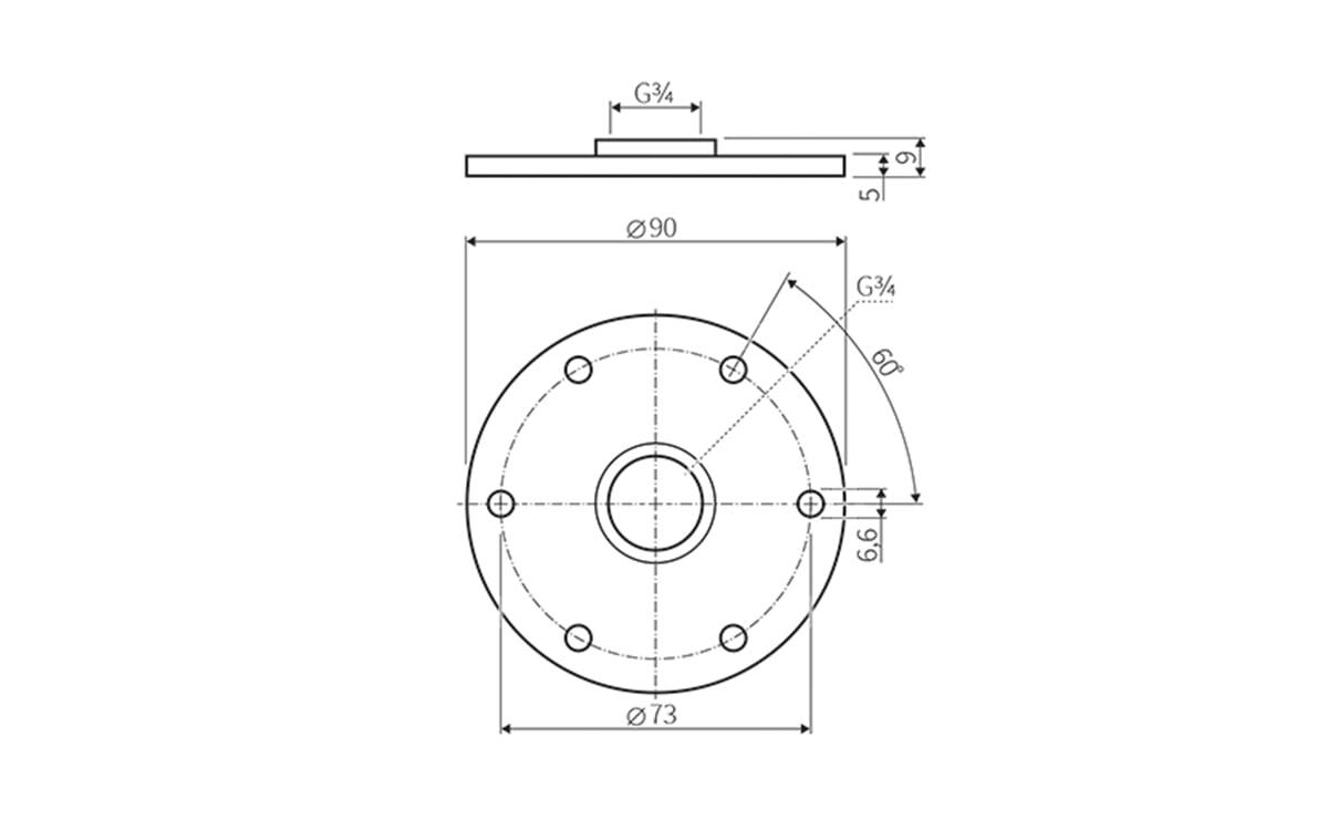 Flanschplatte 73-90 G3/4I - AA941 - autosen