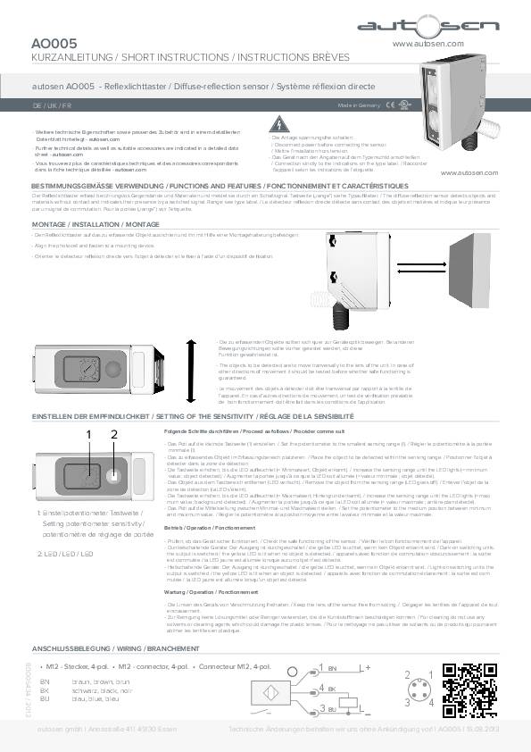 Reflexlichttaster/ Optischer Sensor - AO005 - autosen