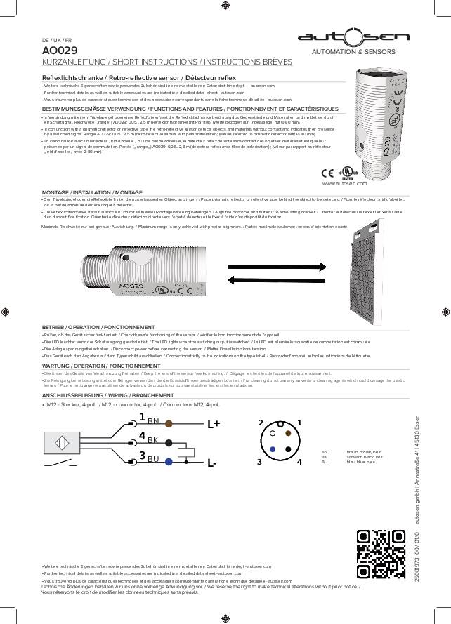 Reflexlichtschranke/ Optischer Sensor - M18x1 - AO029 - autosen