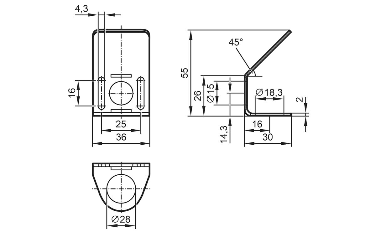 Schallumlenkwinkel klein für Ultraschallsensoren - AA963 - autosen