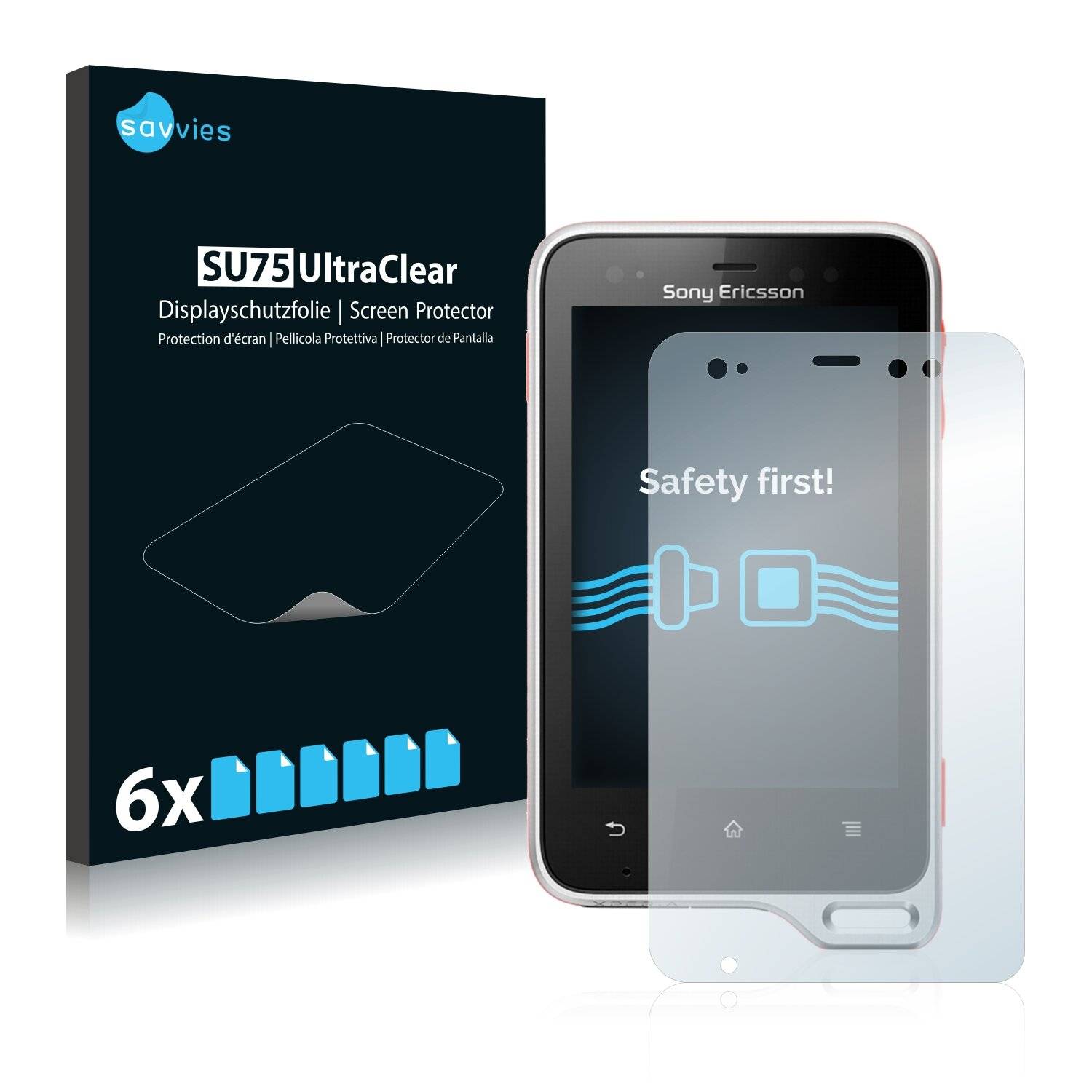 6x Savvies SU75 Displayschutzfolie für Sony Ericsson Xperia active