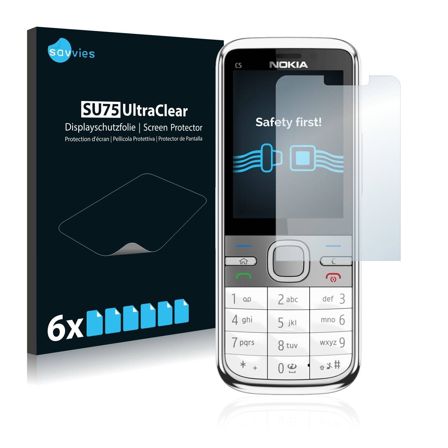 6x Savvies SU75 Displayschutzfolie für Nokia C5-00