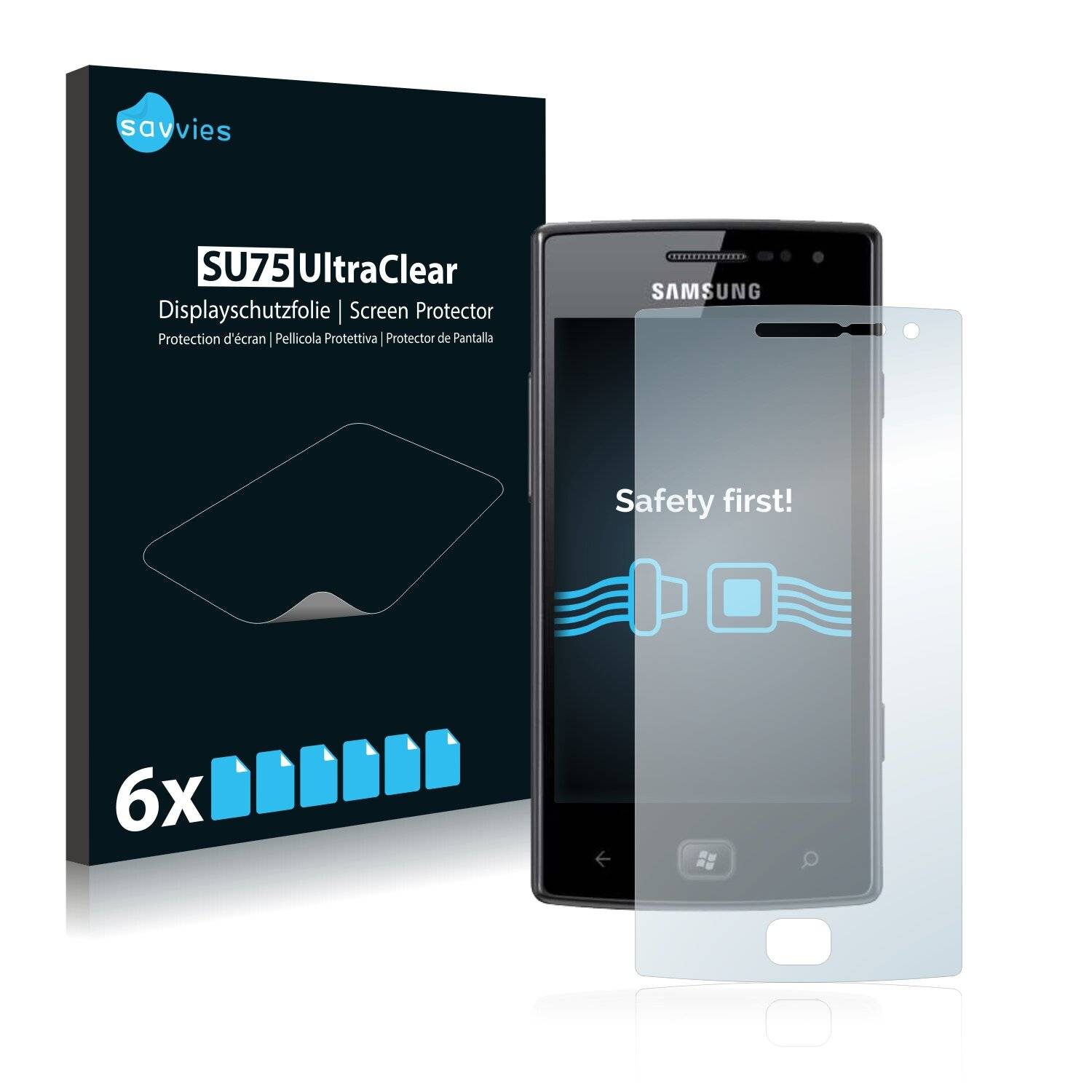 6x Savvies SU75 Displayschutzfolie für Samsung Omnia W