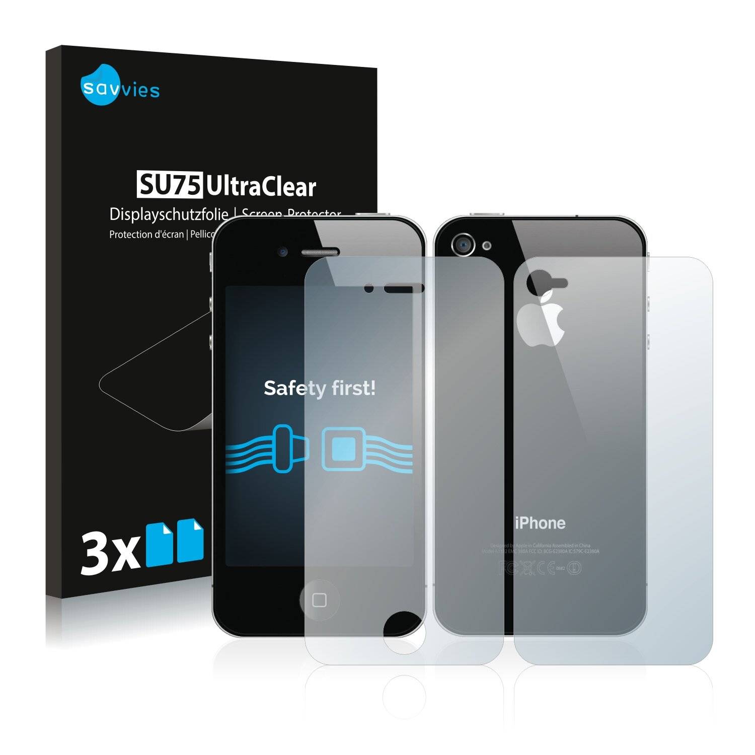 6x Savvies SU75 Displayschutzfolie für Apple iPhone 4S (Vorder +