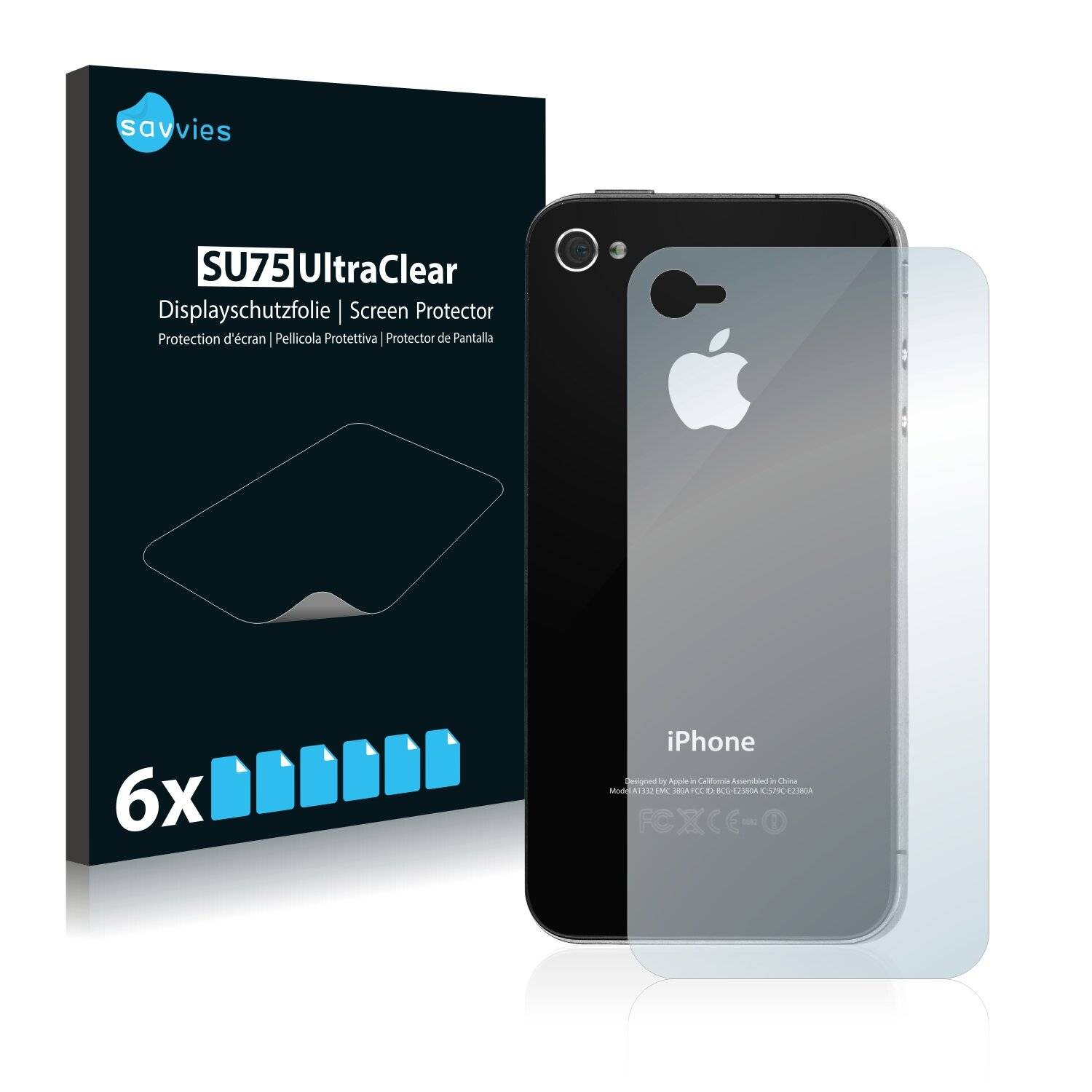 6x Savvies SU75 Displayschutzfolie für Apple iPhone 4S