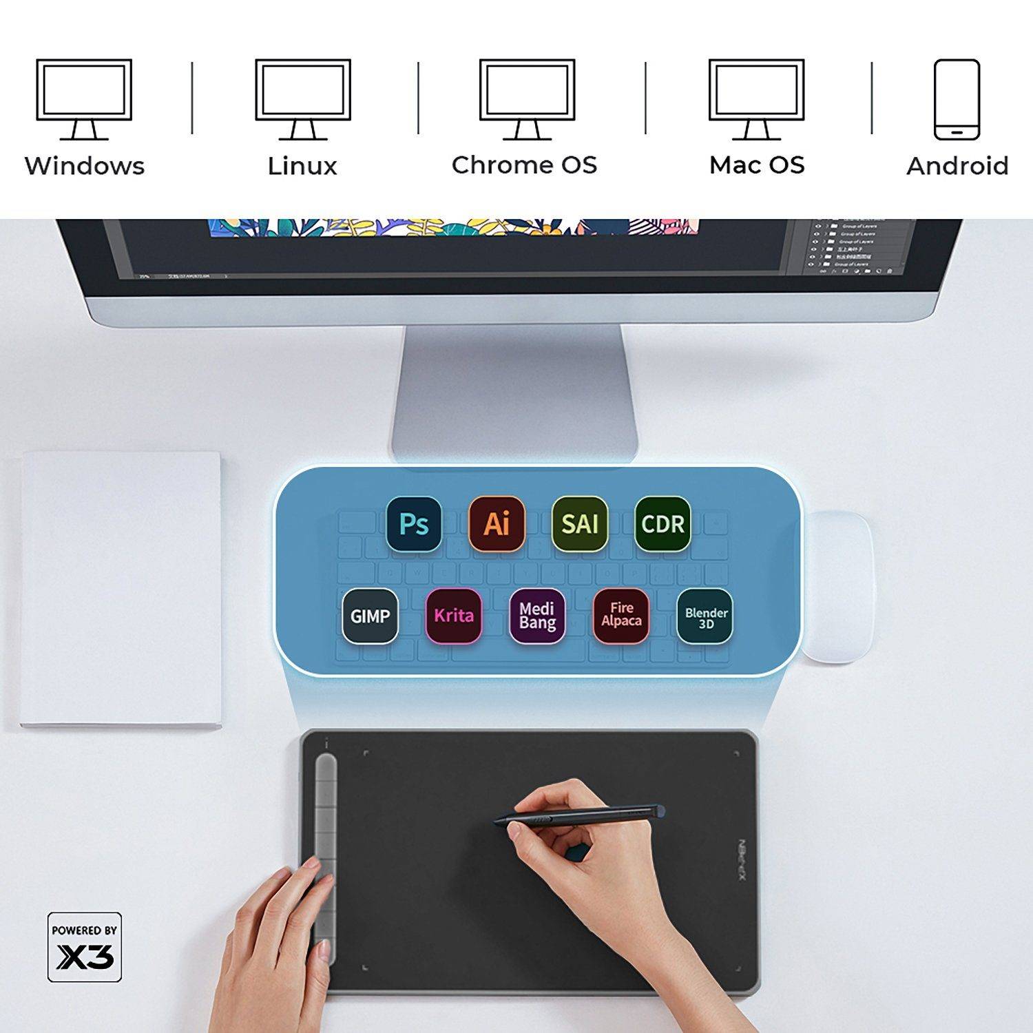 XP-PEN Deco L / Blau Grafiktablett / Grafikmonitor