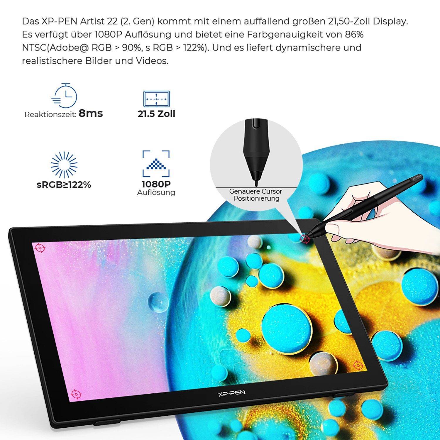 XP-PEN Artist 22 2. Generation Grafiktablett / Grafikmonitor