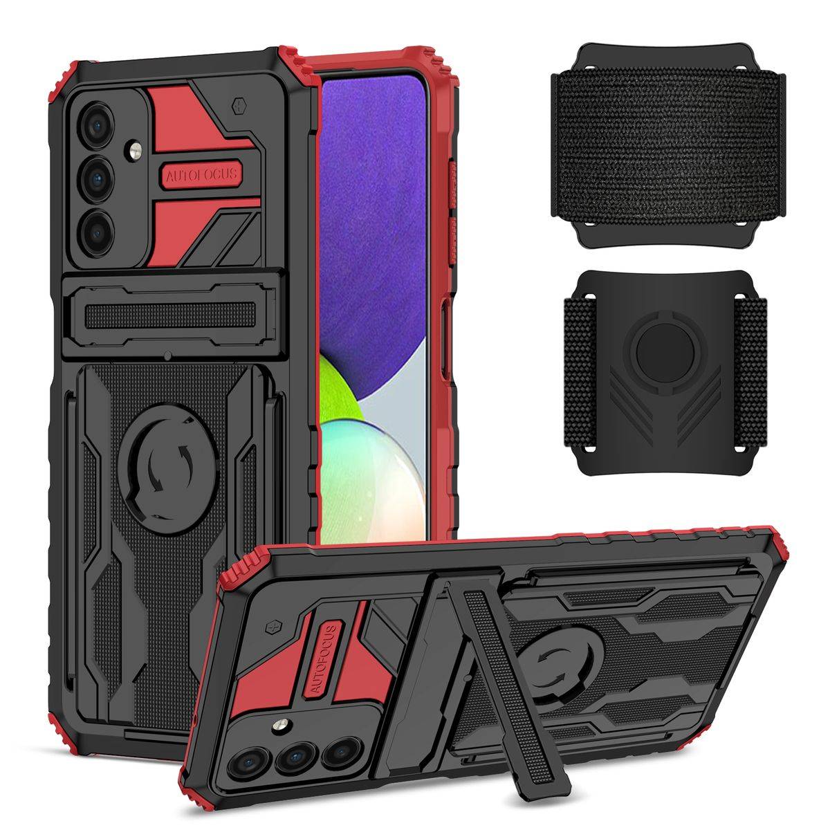 Für Samsung Galaxy A54 5G Shockproof Armor Hülle mit Armband Schutz Rot