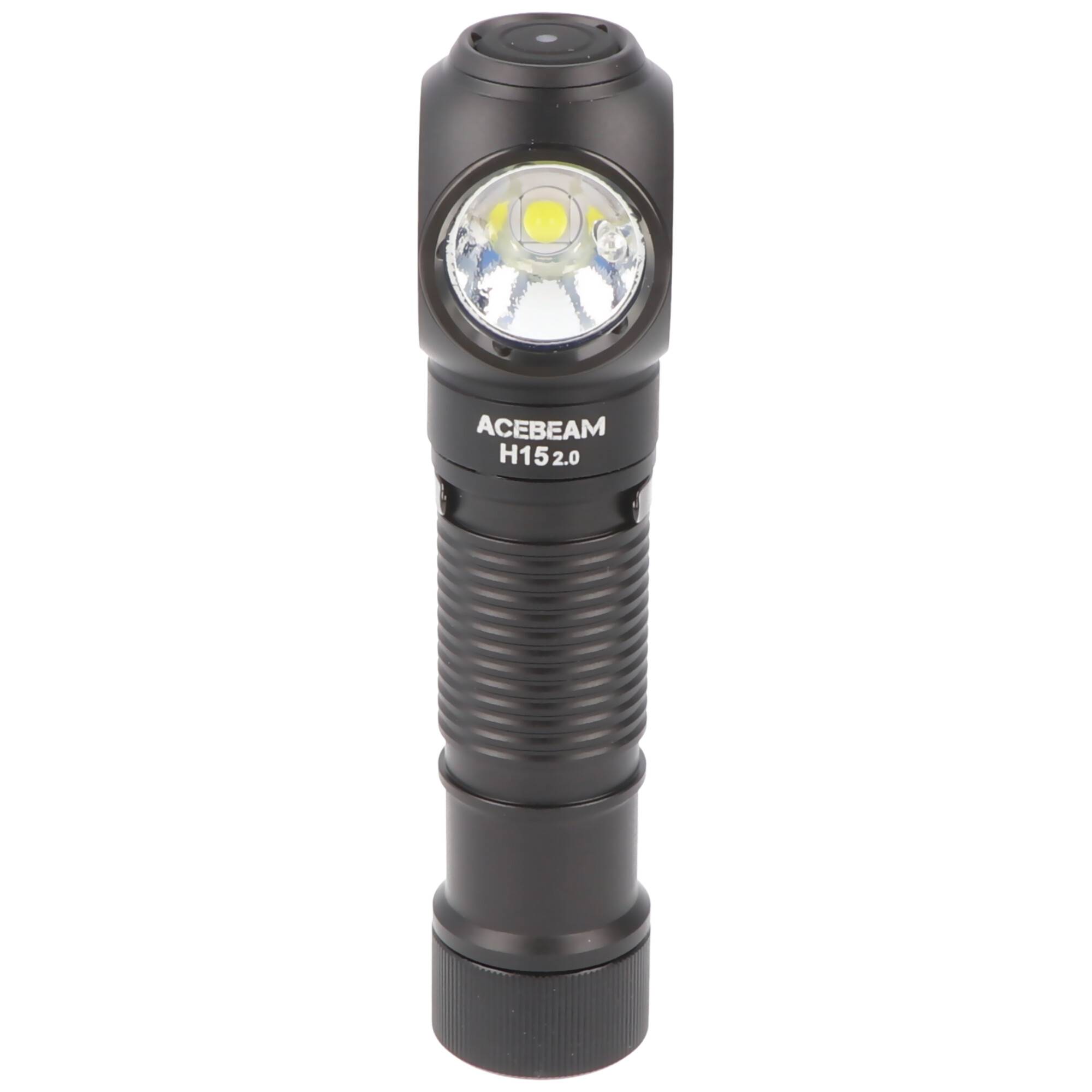 AceBeam H15 2.0 LED-Stirnleuchte und LED-Taschenlampe in einem, mit 2.800 Lumen, zwei Lichtquellen, inkl. 18650 Li-Ion A