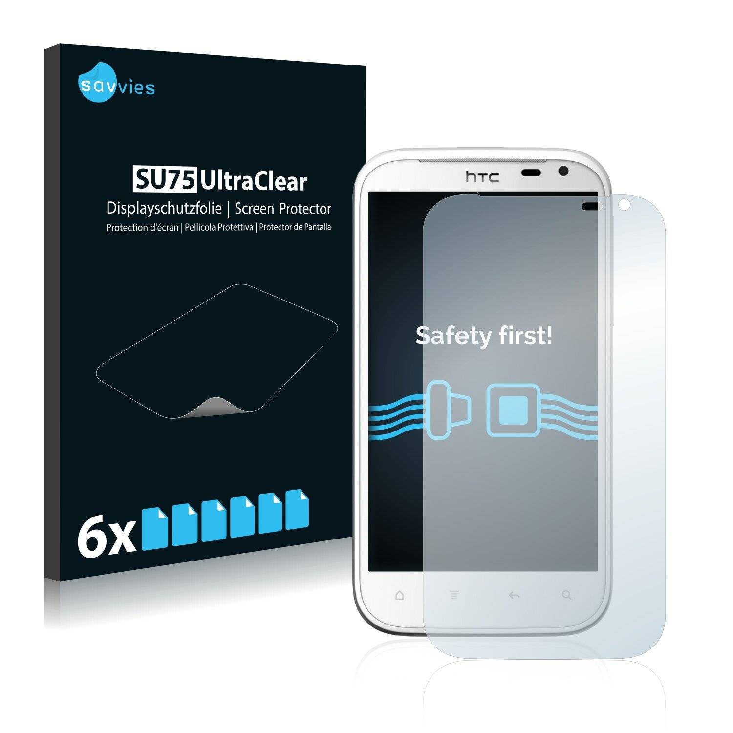 6x Savvies SU75 Displayschutzfolie für HTC Sensation XL
