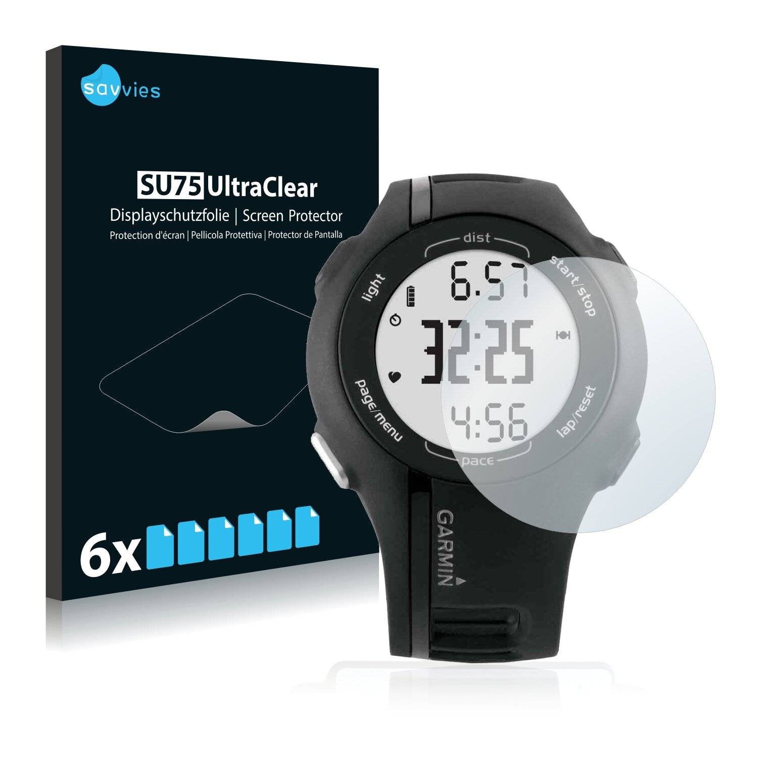 6x Savvies SU75 Displayschutzfolie für Garmin Forerunner