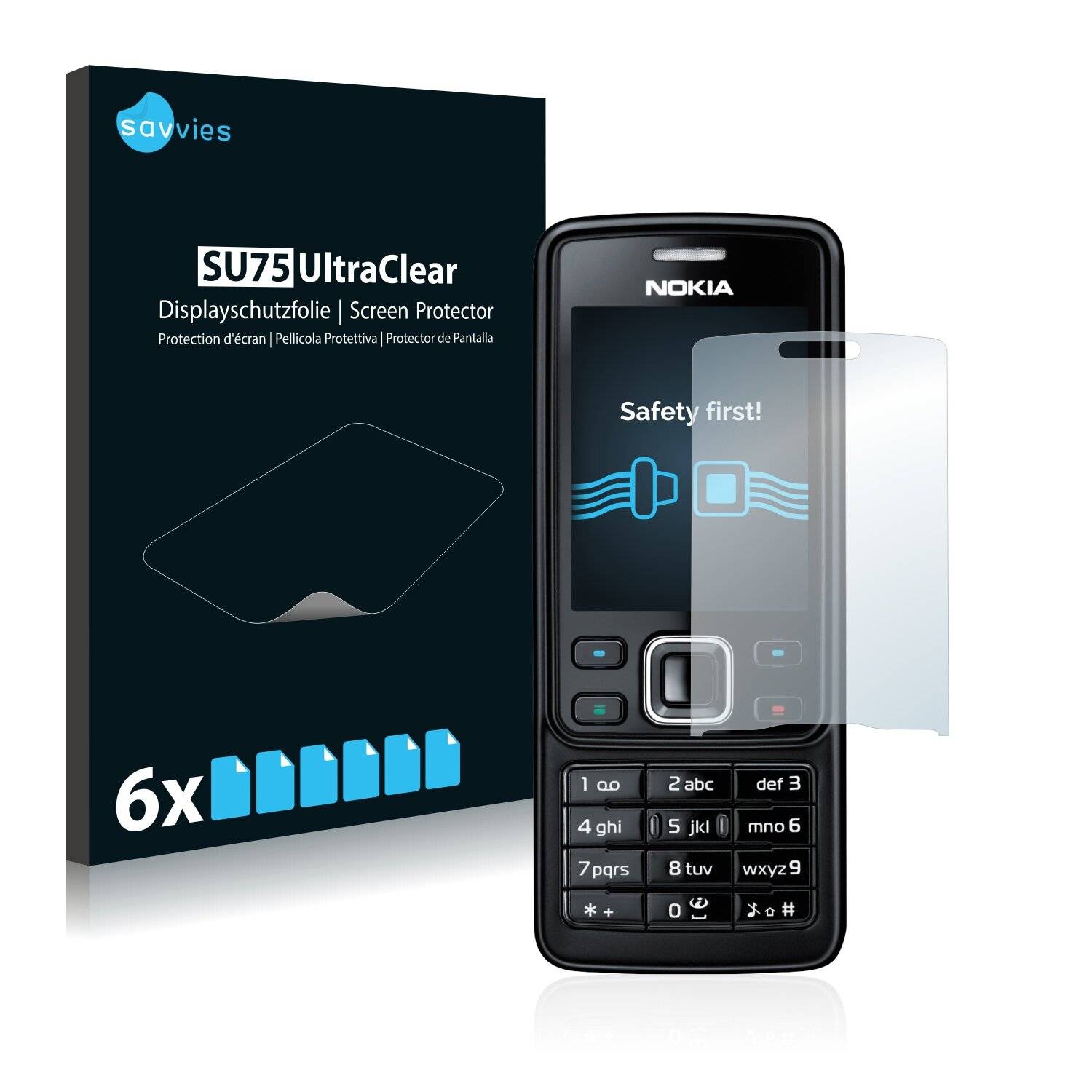6x Savvies SU75 Displayschutzfolie für Nokia 6300