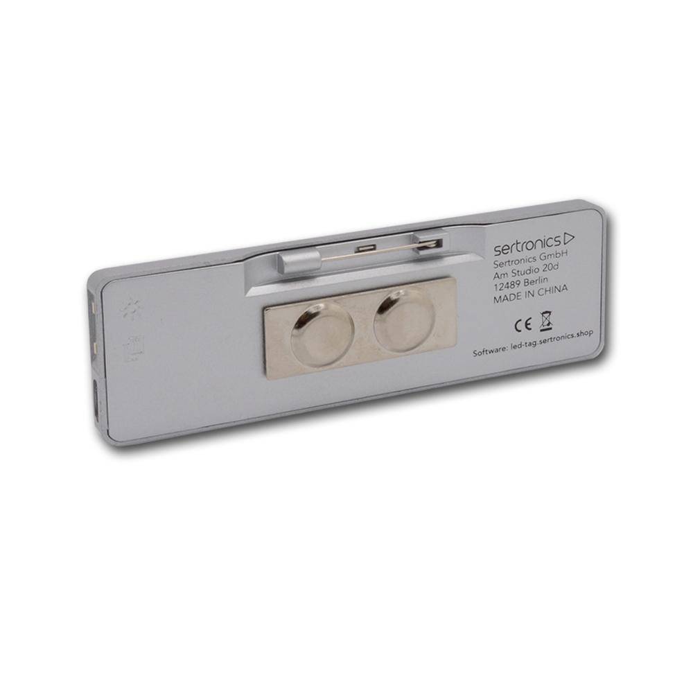 LED Name Tag, 11x44 Pixel, USB-C - Rahmen: silber - LED: rot