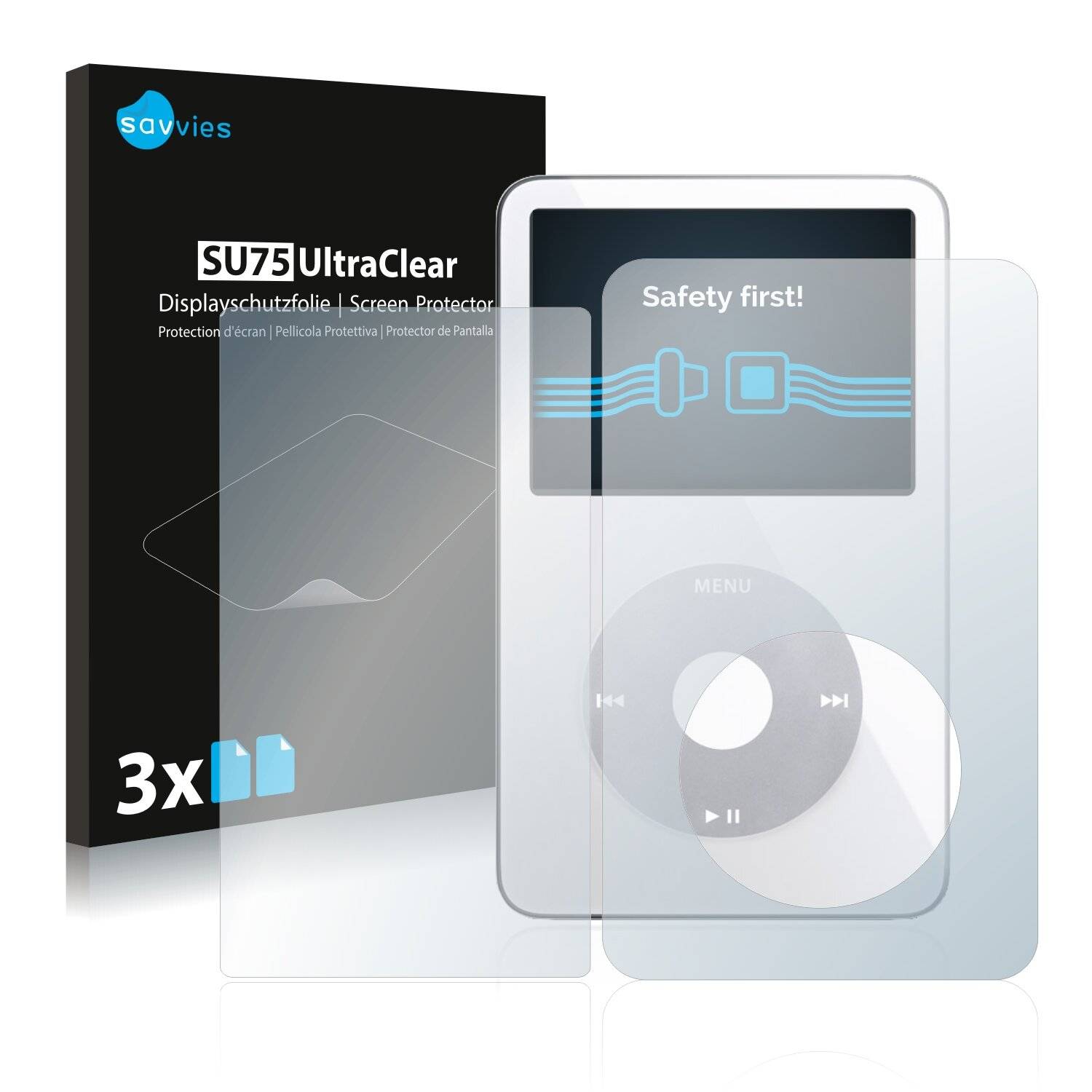 6x Savvies SU75 Displayschutzfolie für Apple iPod classic video 5.Gen (Vorder +