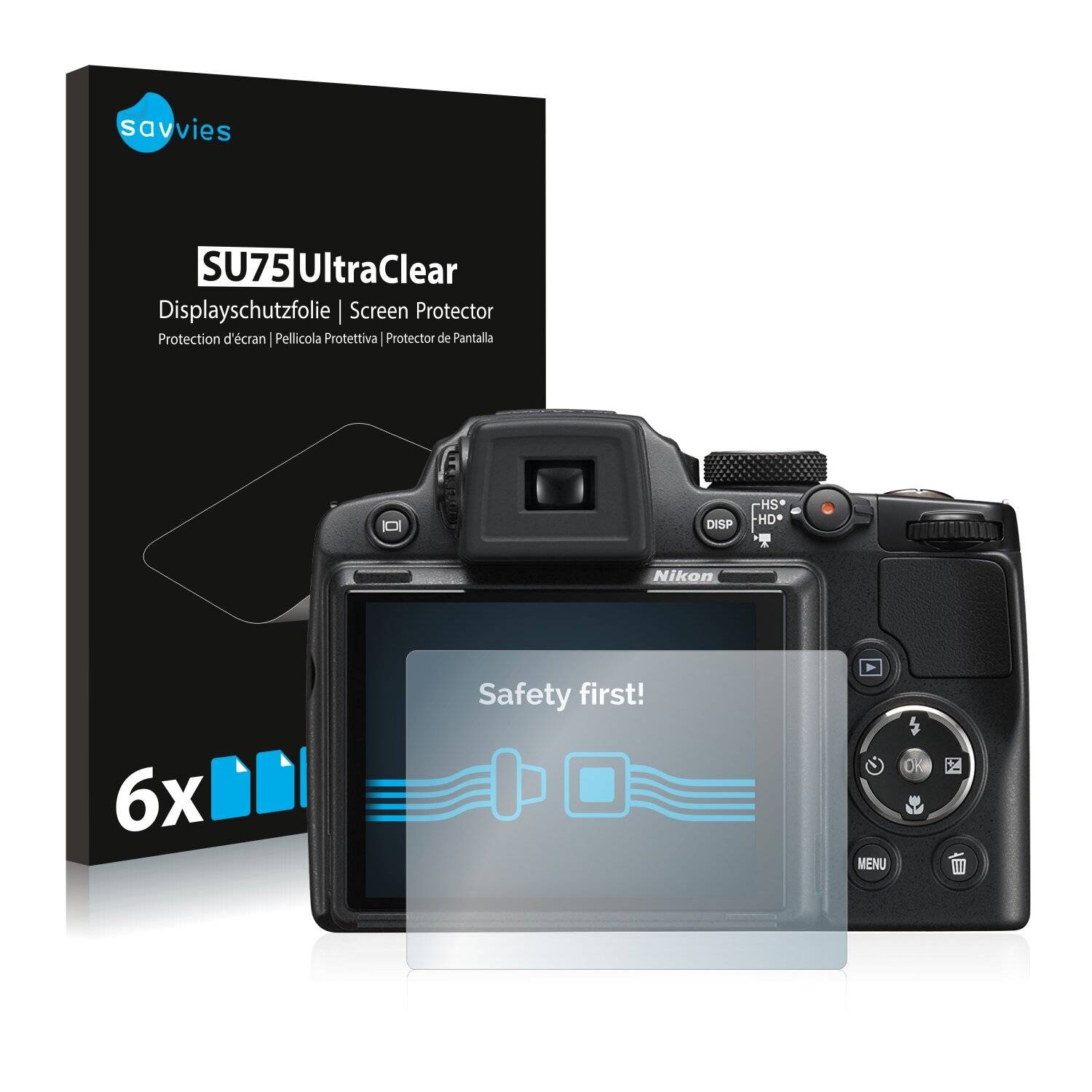 6x Savvies SU75 Displayschutzfolie für Nikon Coolpix