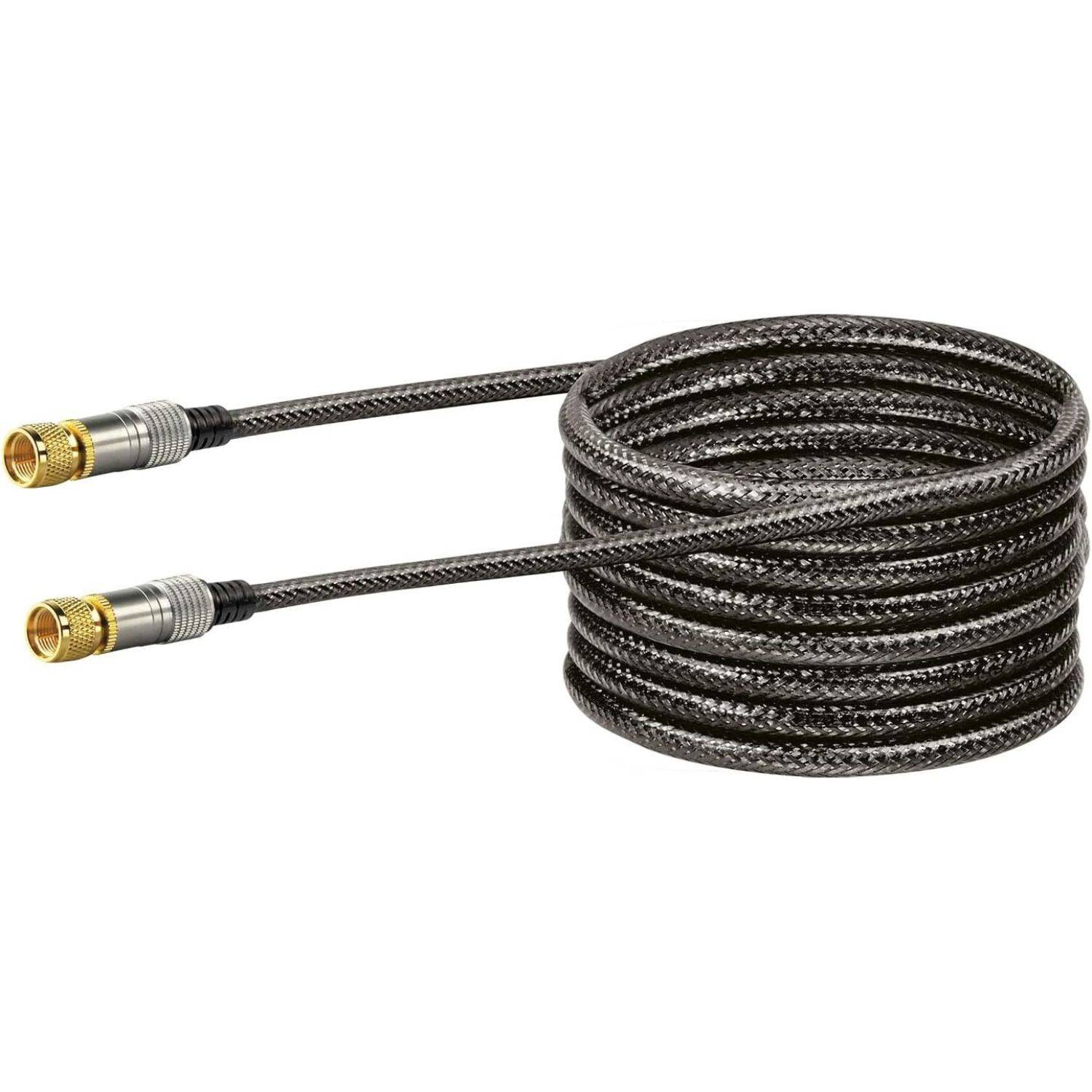 SAT-Anschlusskabel F-Stecker 10m 110dB vergoldet Schwarz