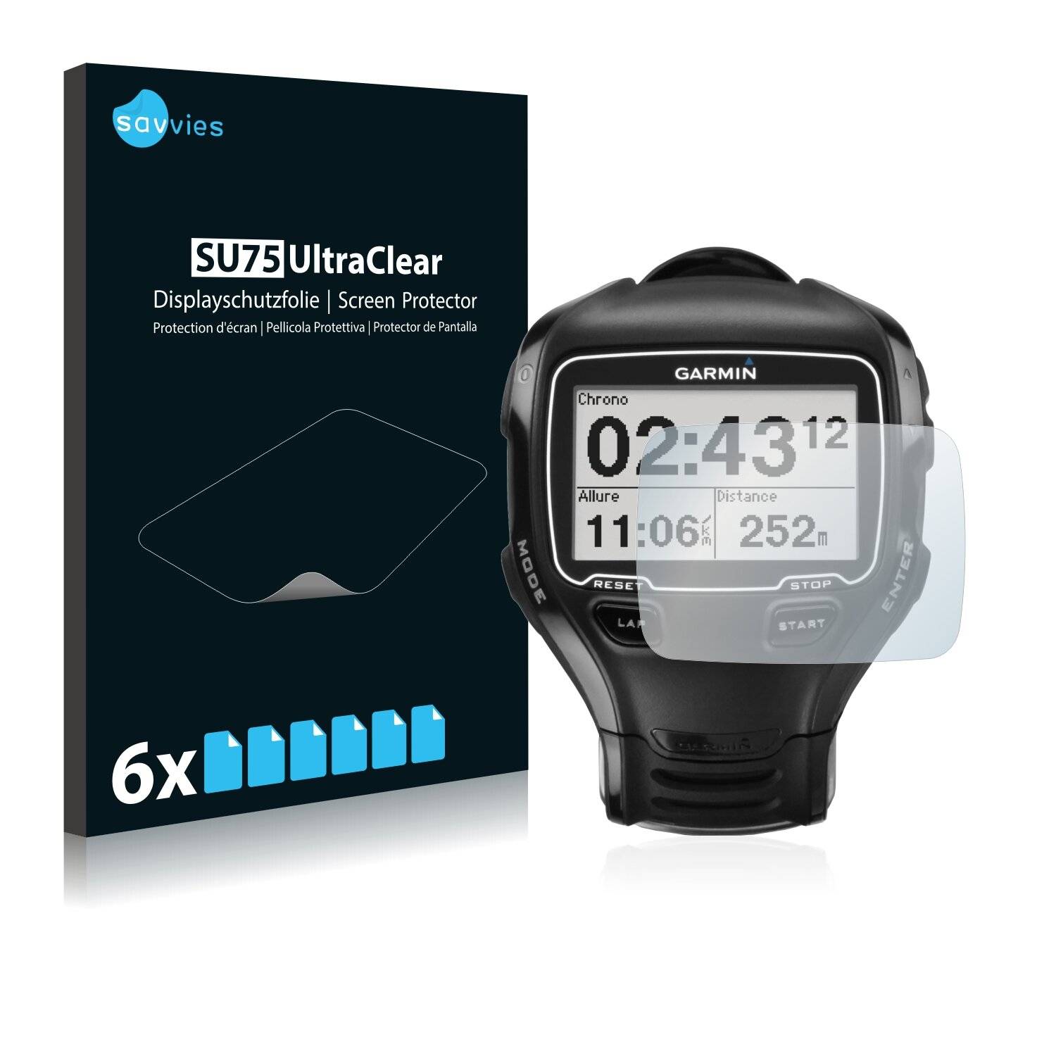 6x Savvies SU75 Displayschutzfolie für Garmin Forerunner