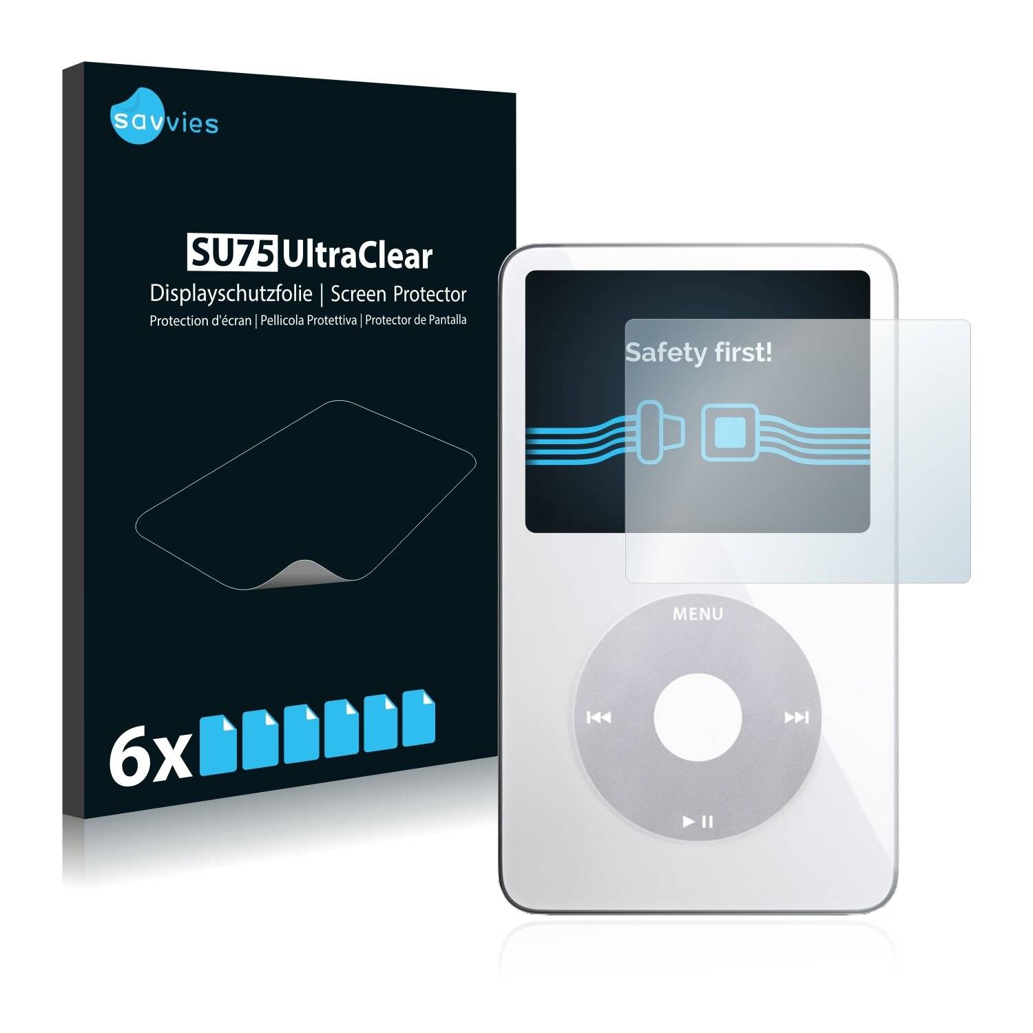 6x Savvies SU75 Displayschutzfolie für Apple iPod classic video Display (5.