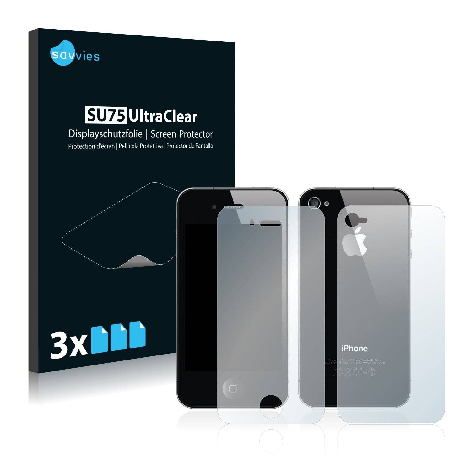 6x Savvies SU75 Displayschutzfolie für Apple iPhone 4 (Vorder +