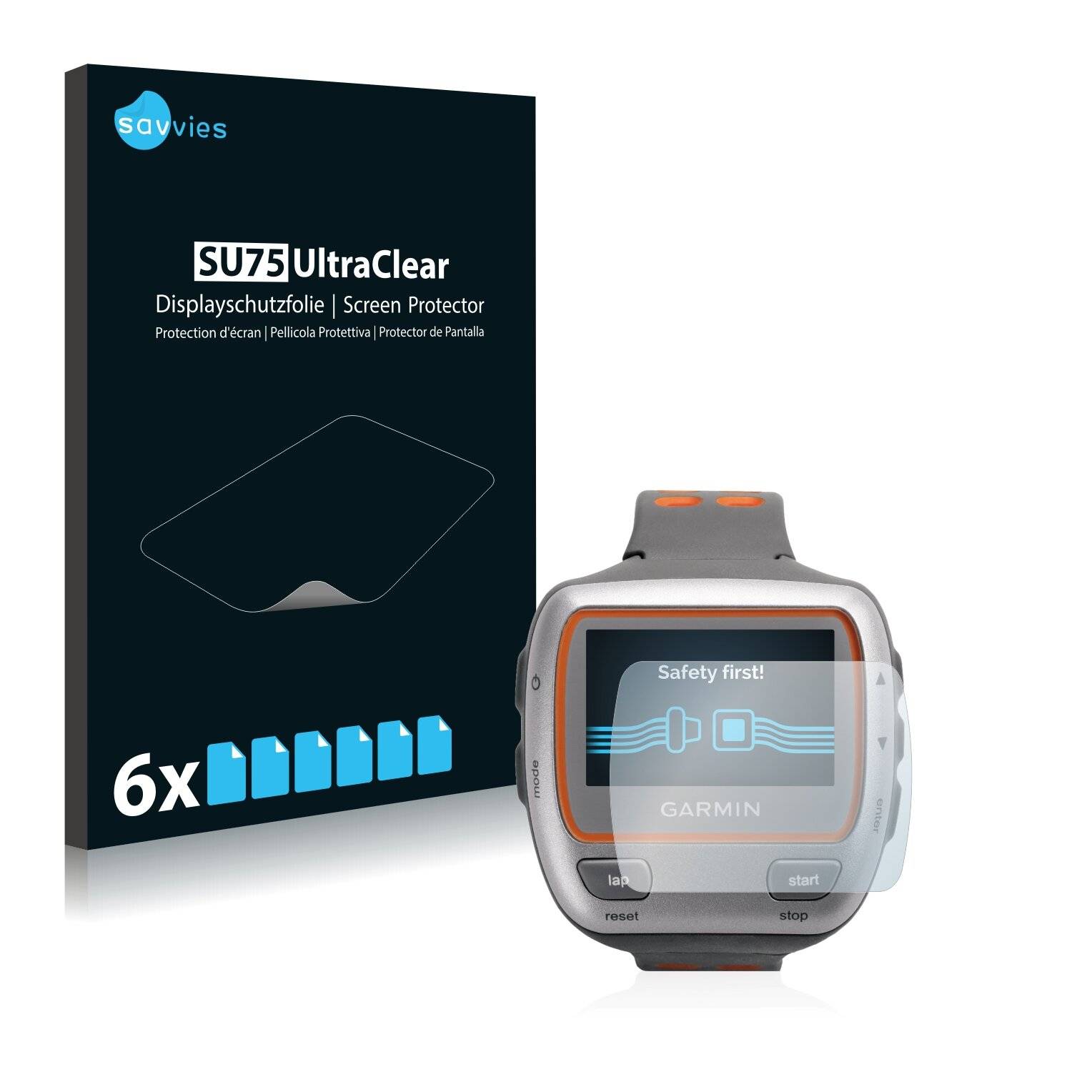 6x Savvies SU75 Displayschutzfolie für Garmin Forerunner