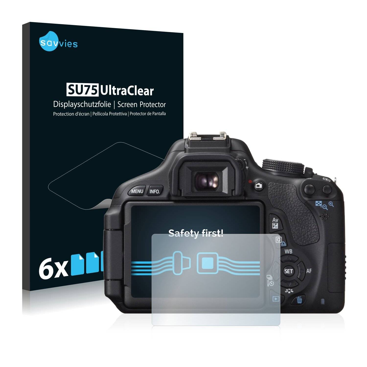 6x Savvies SU75 Displayschutzfolie für Canon EOS