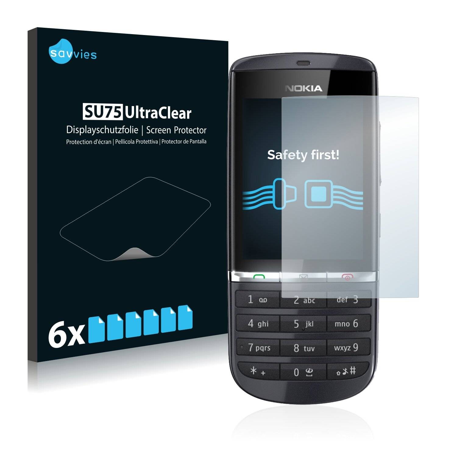 6x Savvies SU75 Displayschutzfolie für Nokia Asha