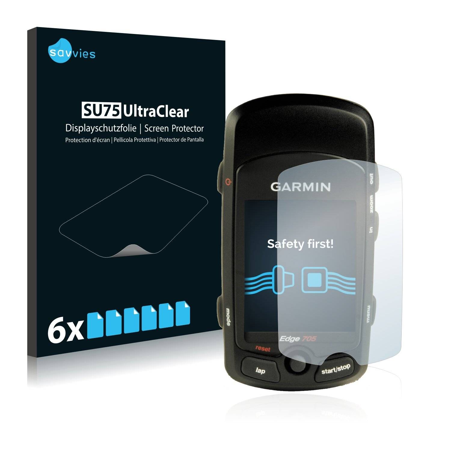 6x Savvies SU75 Displayschutzfolie für Garmin Edge