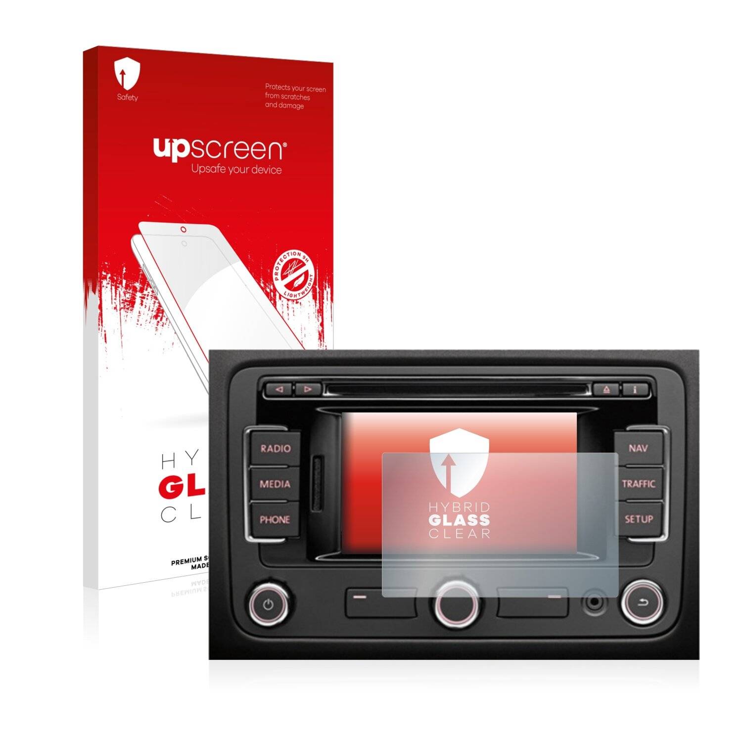 upscreen Hybrid Glass Clear Premium Schutzglas Folie für Volkswagen Caddy 3 2003 RNS 315