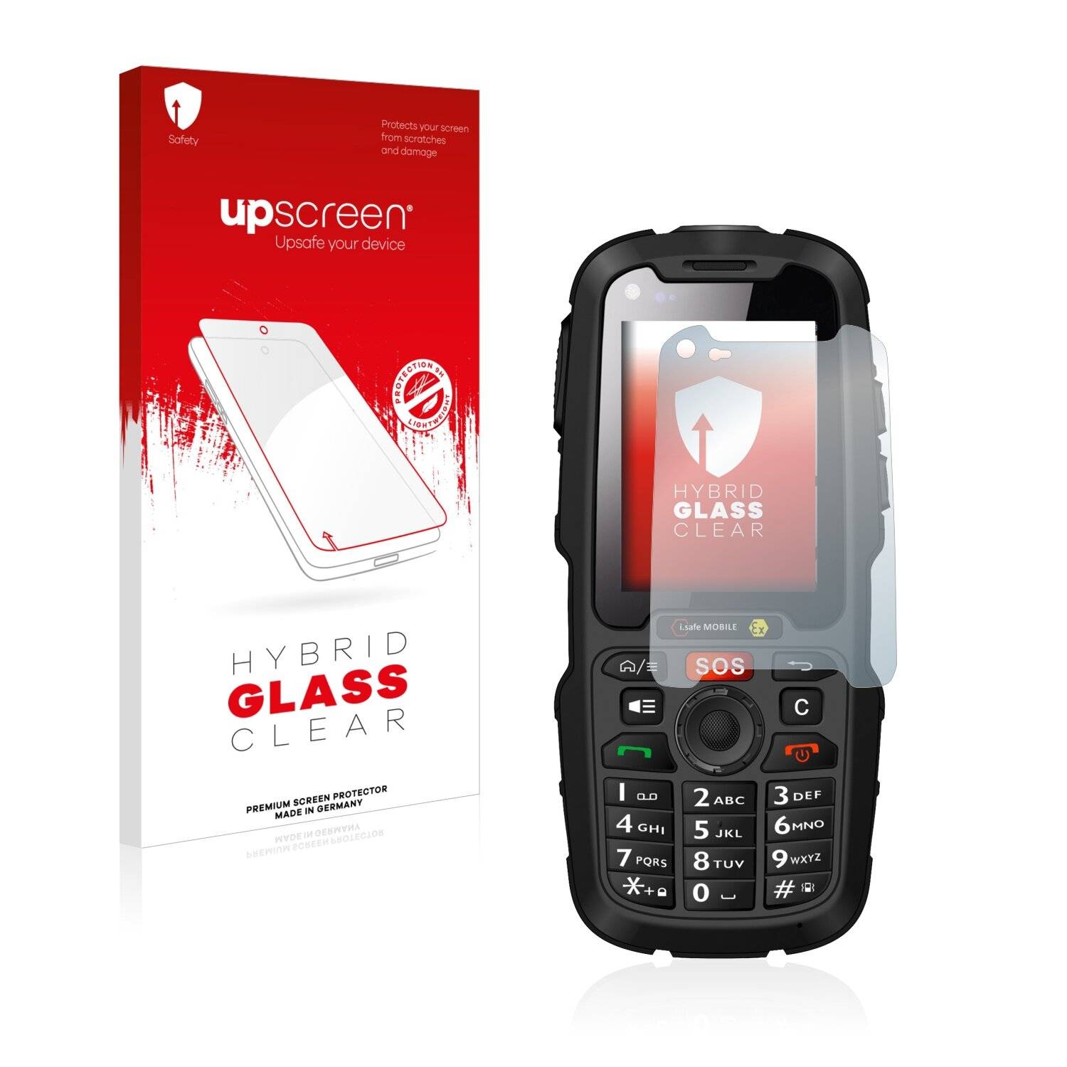 upscreen Hybrid Glass Clear Premium Schutzglas Folie für i.safe Mobile