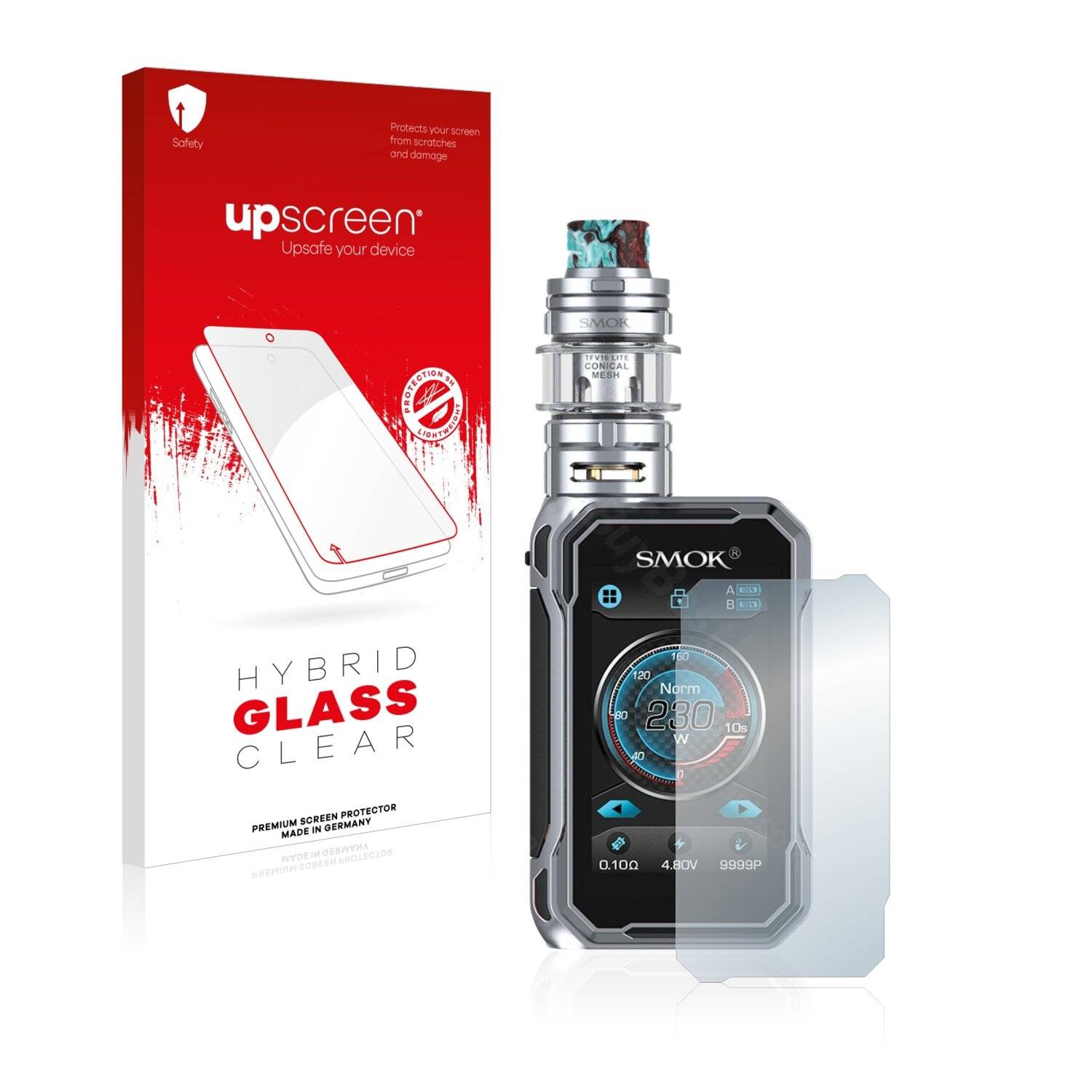 upscreen Hybrid Glass Clear Premium Schutzglas Folie für Smok G-Priv