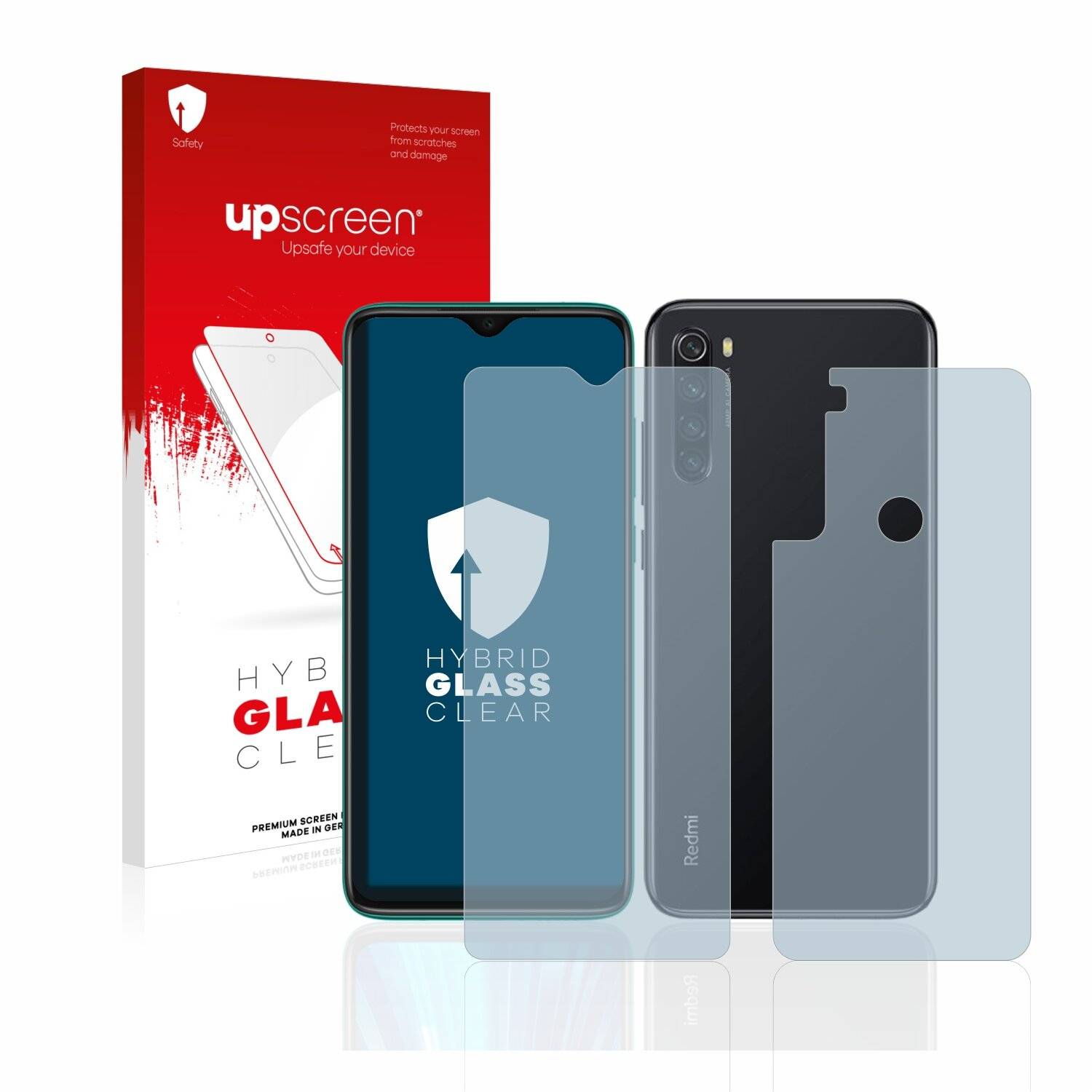 upscreen Hybrid Glass Clear Premium Schutzglas Folie für Xiaomi Redmi Note 8 2019 (Vorder +