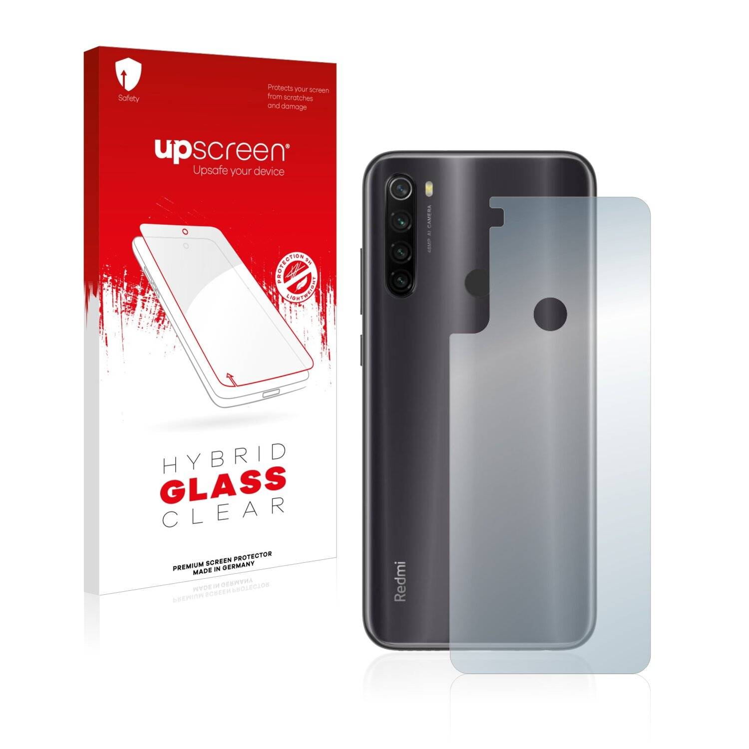 upscreen Hybrid Glass Clear Premium Schutzglas Folie für Xiaomi Redmi Note 8T