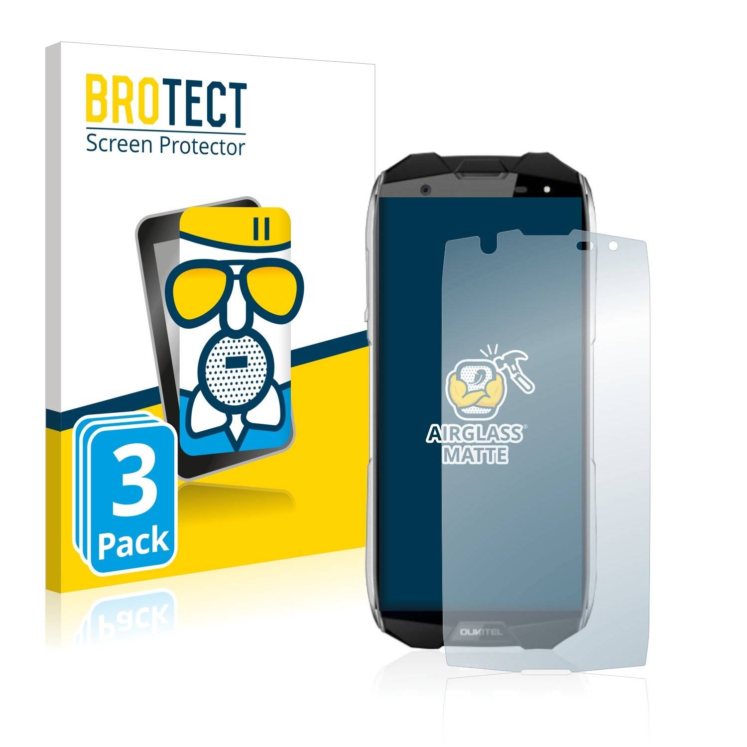 3x BROTECT AirGlass Matte Schutzglas Folie für Oukitel
