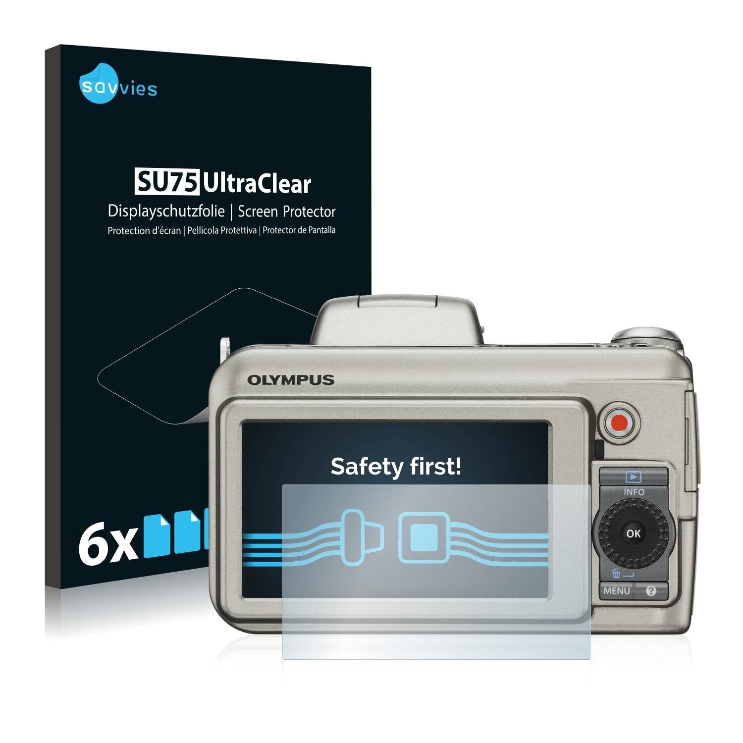 6x Savvies SU75 Displayschutzfolie für Olympus SP-800