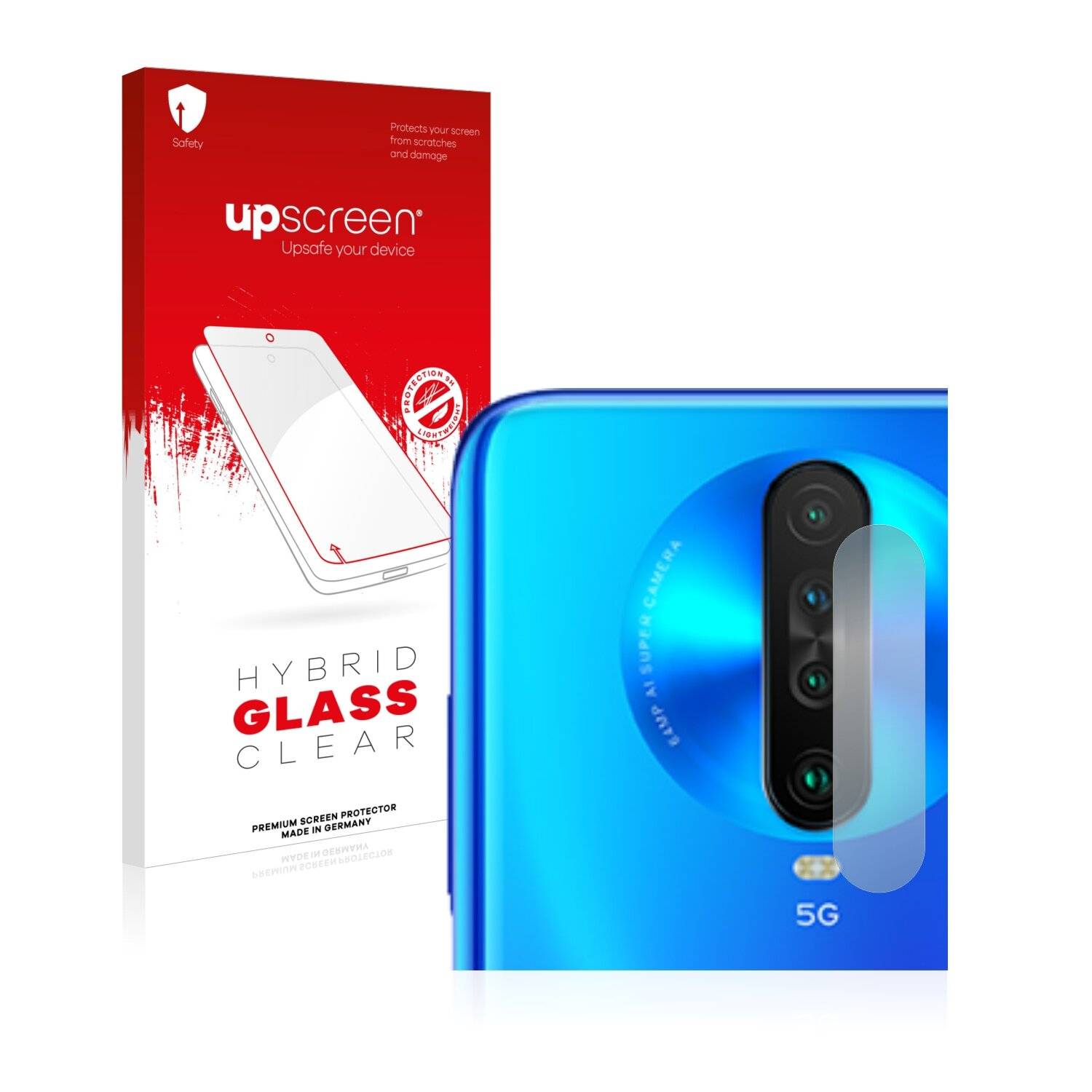 upscreen Hybrid Glass Clear Premium Schutzglas Folie für Xiaomi Redmi K30 5G (NUR