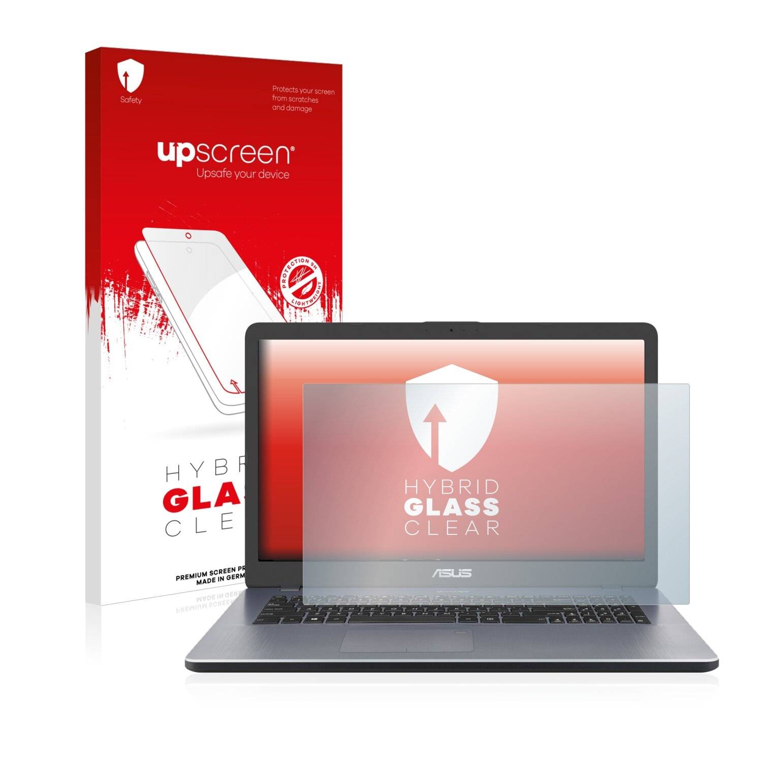 upscreen Hybrid Glass Clear Premium Schutzglas Folie für Asus VivoBook 17