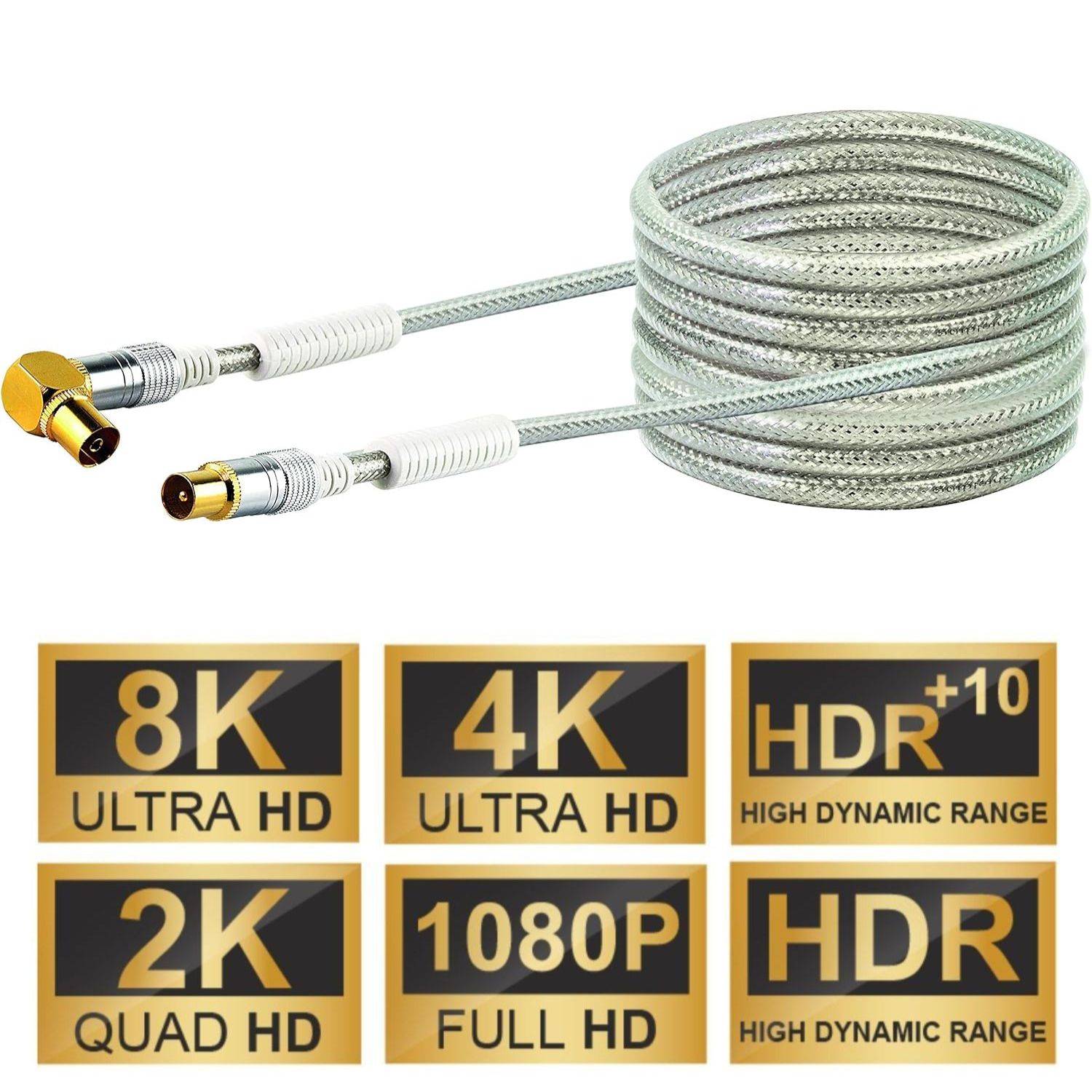 Antennen-Kabel 10m 110dB Filter Winkel-Stecker vergoldet