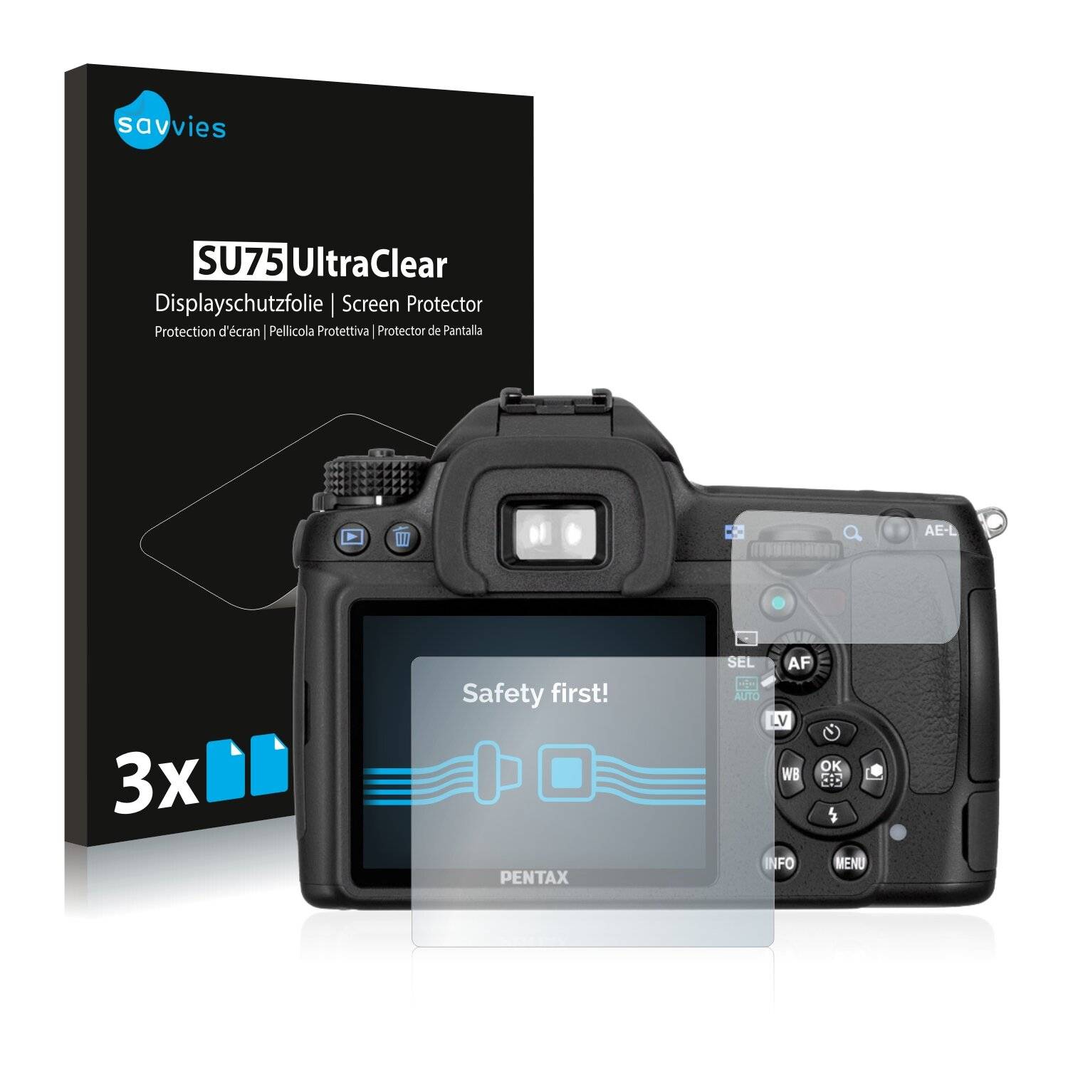 6x Savvies SU75 Displayschutzfolie für Pentax K5,