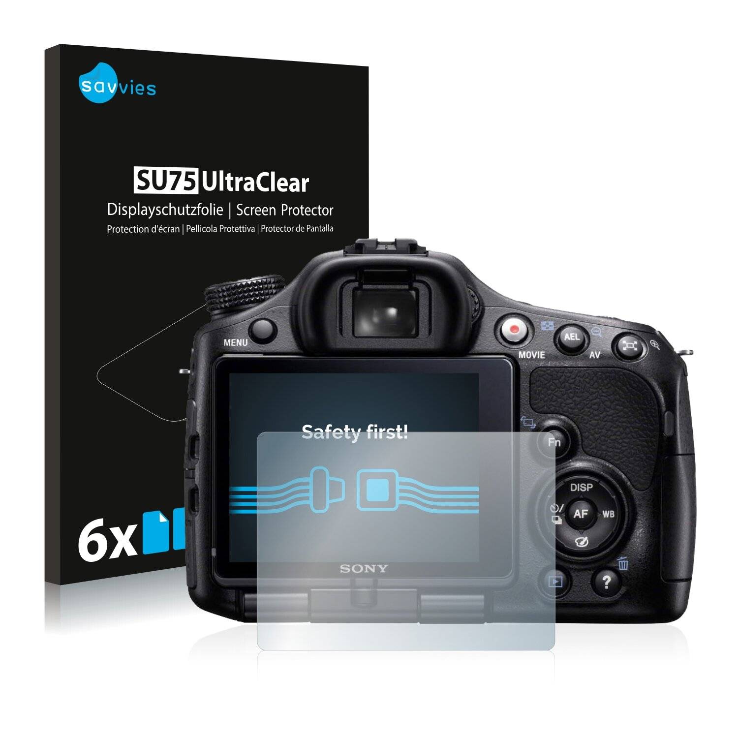 6x Savvies SU75 Displayschutzfolie für Sony Alpha 65V
