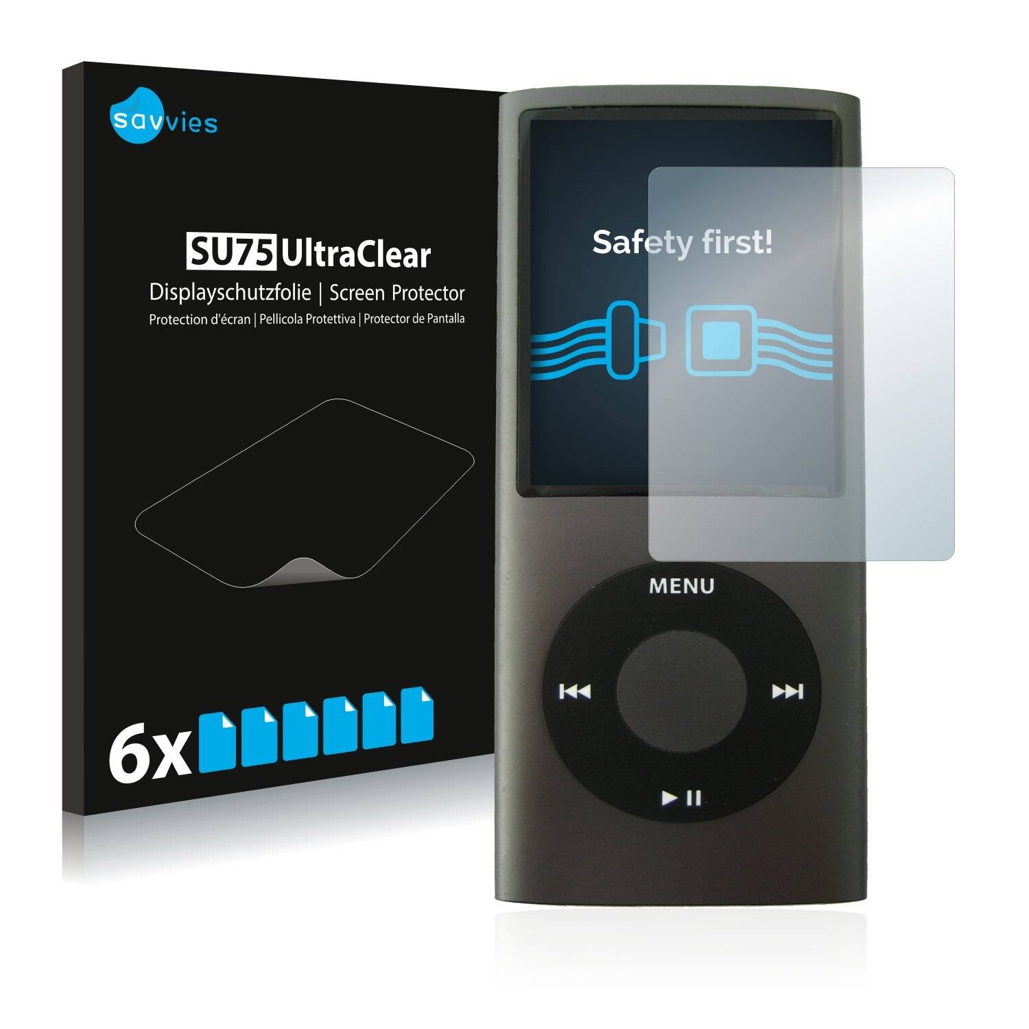 6x Savvies SU75 Displayschutzfolie für Apple iPod nano (4.