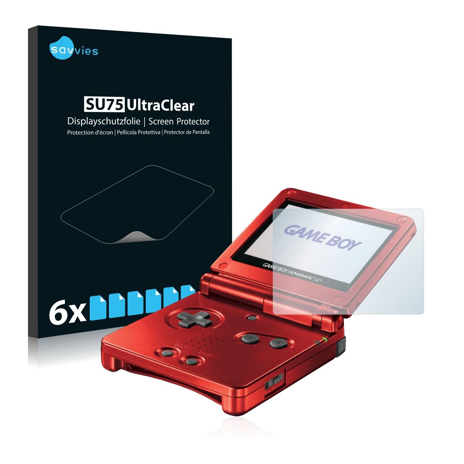 6x Savvies SU75 Displayschutzfolie für Nintendo Gameboy Advance GBA