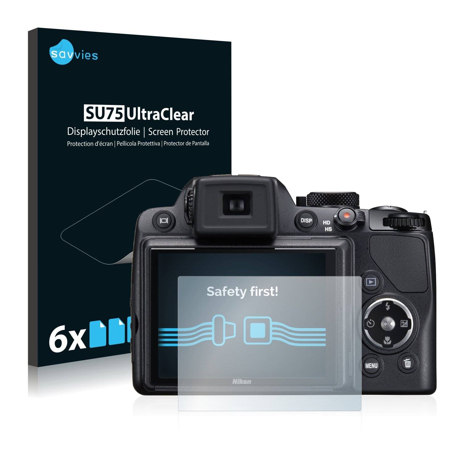 6x Savvies SU75 Displayschutzfolie für Nikon Coolpix