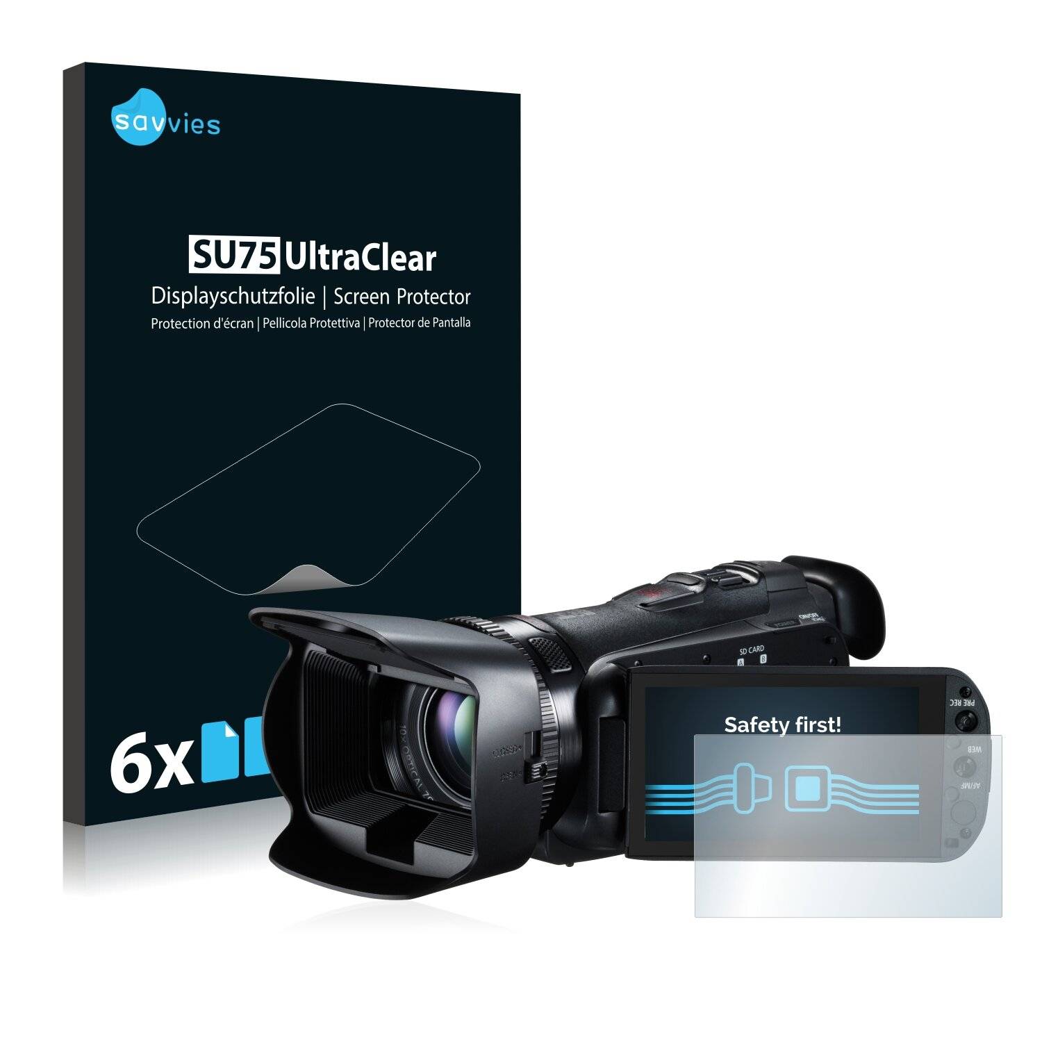6x Savvies SU75 Displayschutzfolie für Canon Legria HF