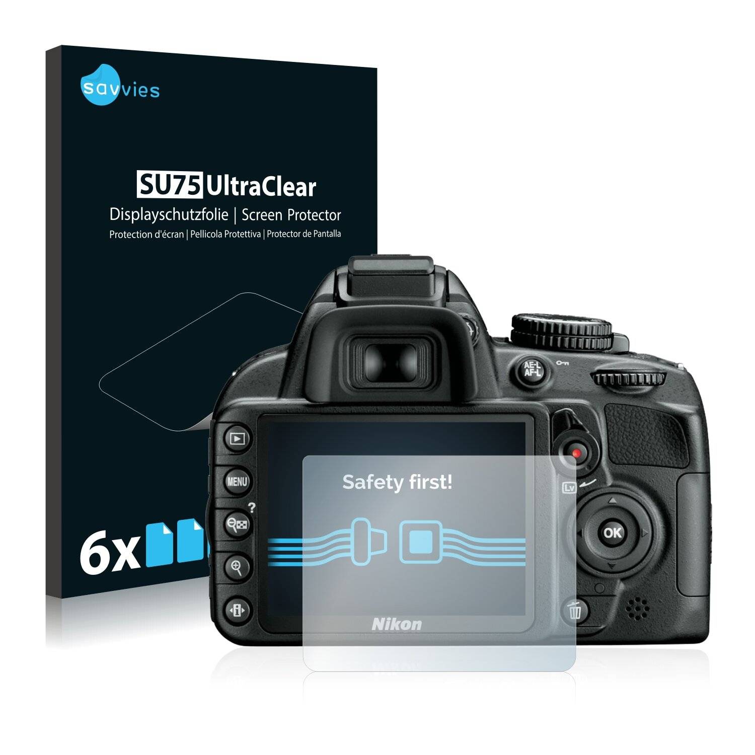 6x Savvies SU75 Displayschutzfolie für Nikon
