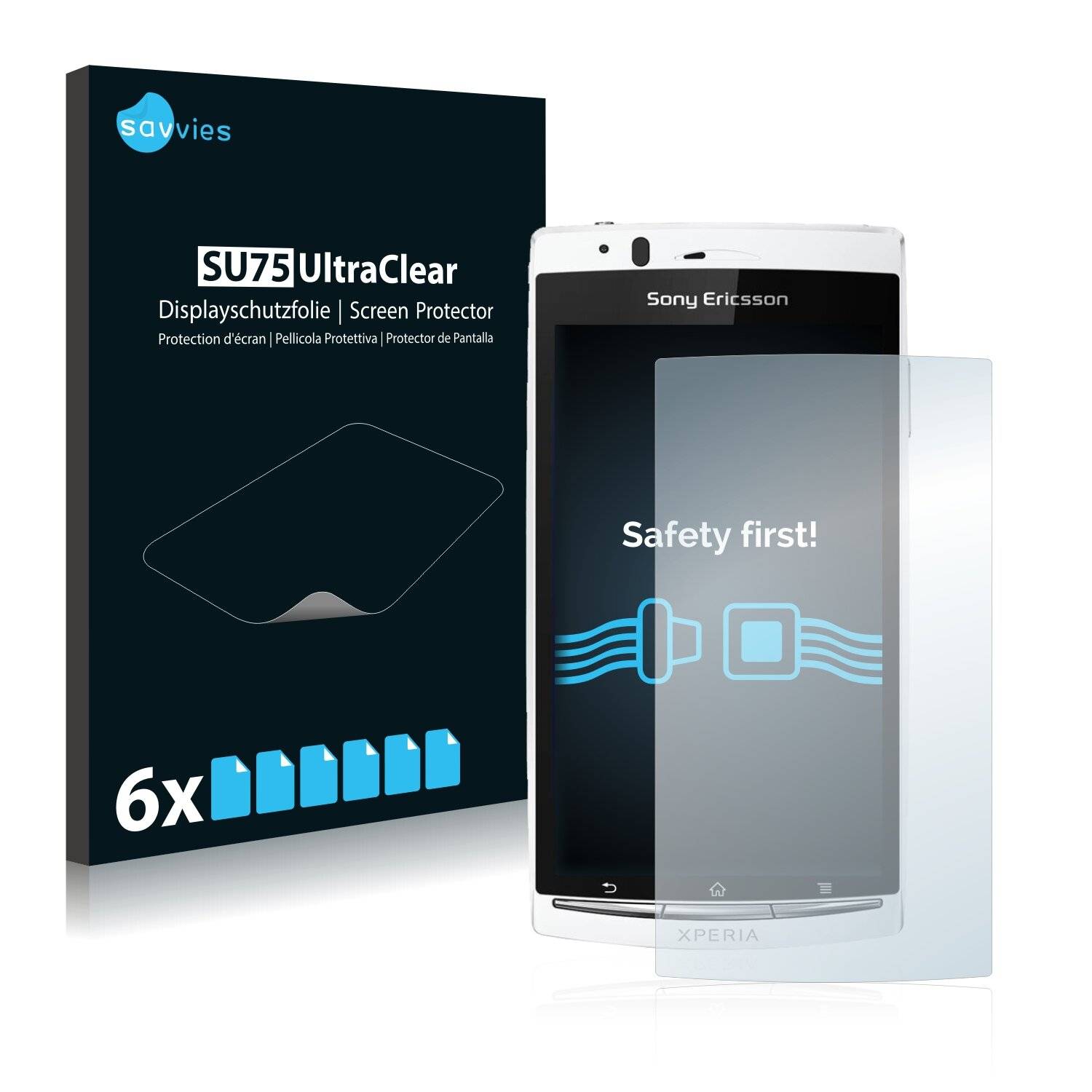 6x Savvies SU75 Displayschutzfolie für Sony Ericsson Xperia Arc S