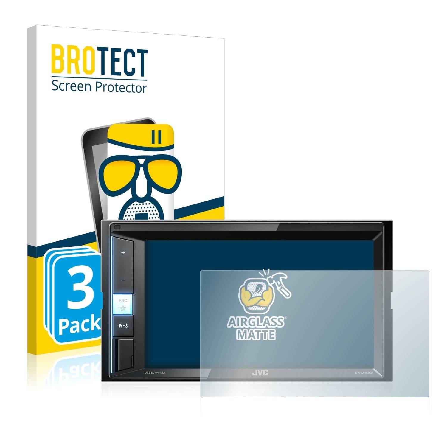 3x BROTECT AirGlass Matte Schutzglas Folie für JVC