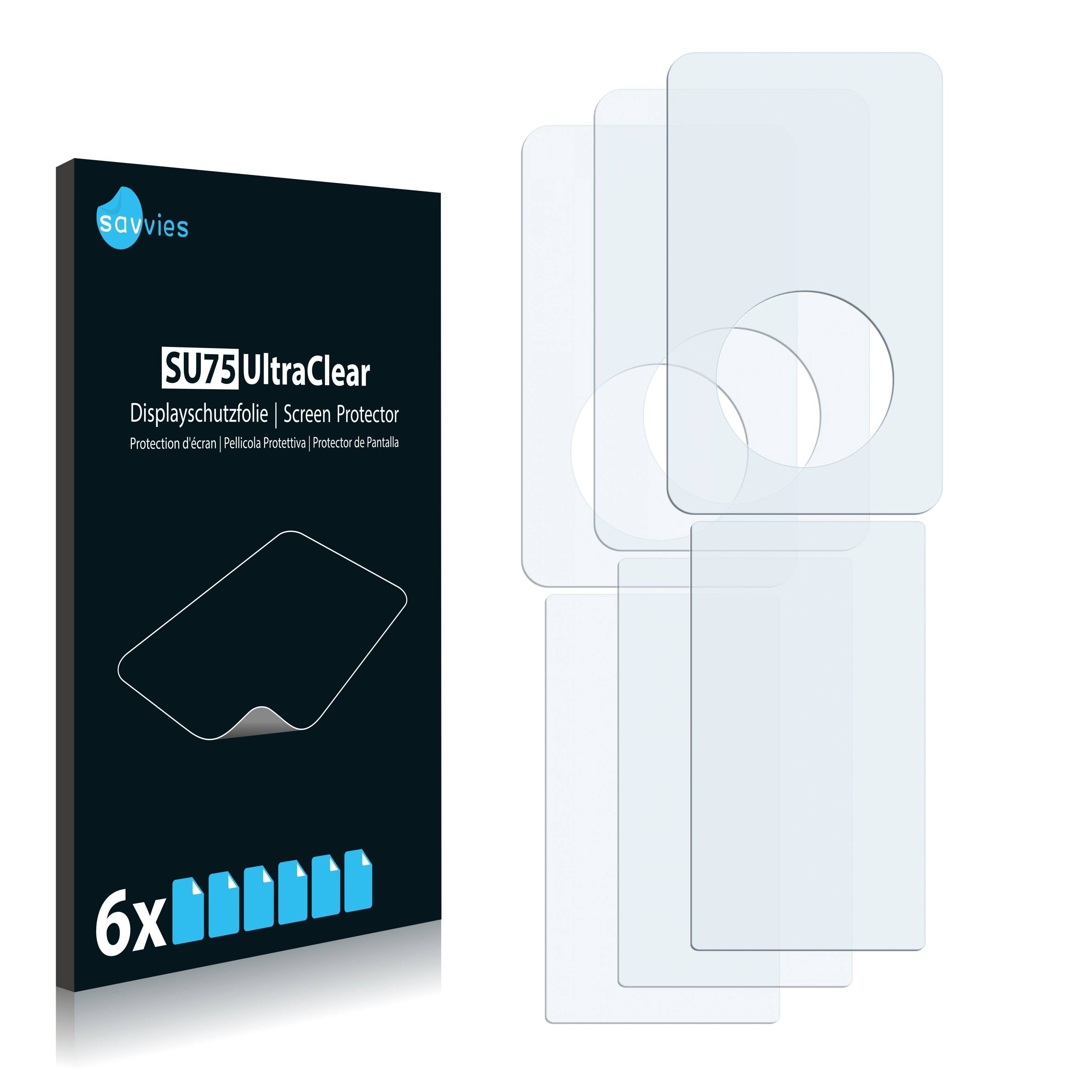 6x Savvies SU75 Displayschutzfolie für Apple iPod classic (Vorder + Rückseite, 5.5