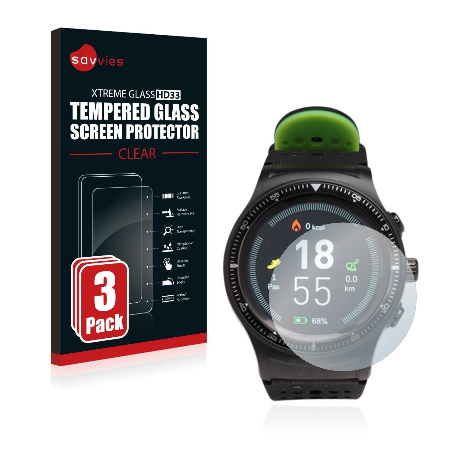 3x Savvies HD33 Clear Schutzglas für Denver